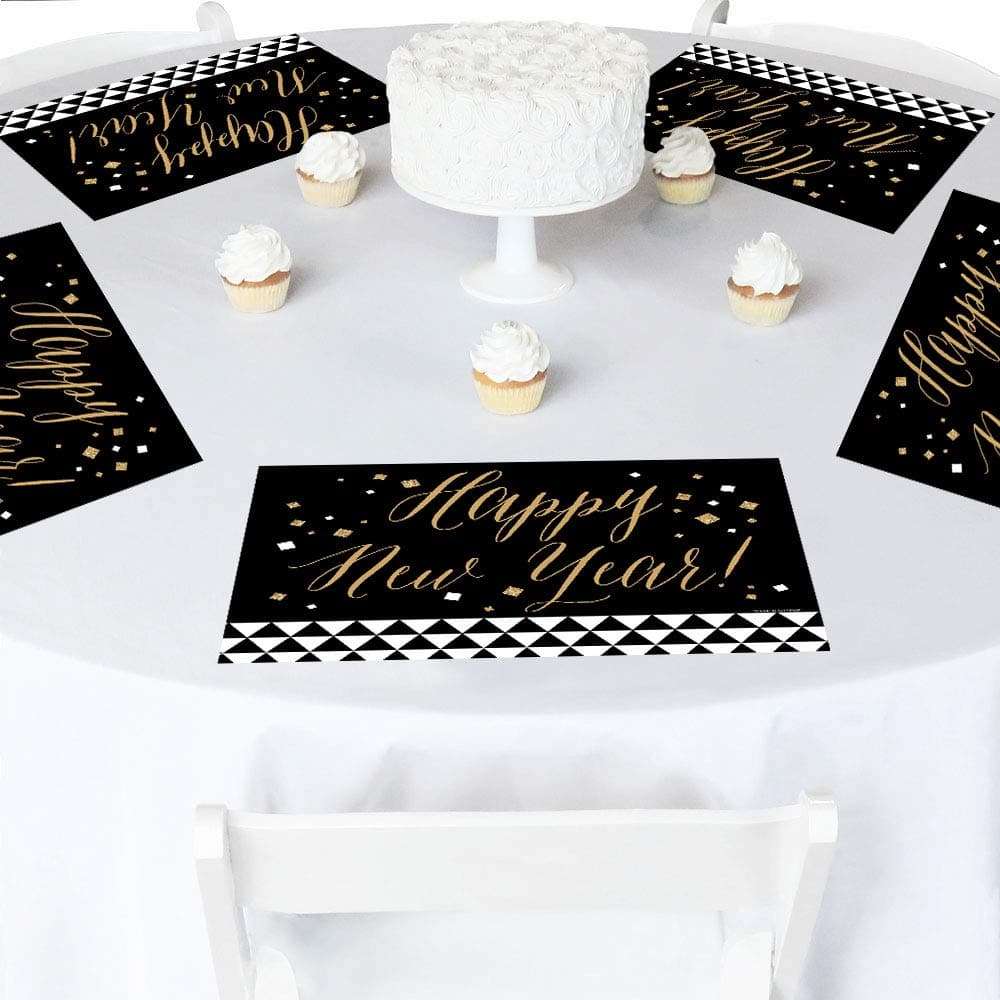 Big Dot of Happiness New Year’s Eve - Gold - Party Table Decorations - New Years Eve Party Placemats - Set of 16 2