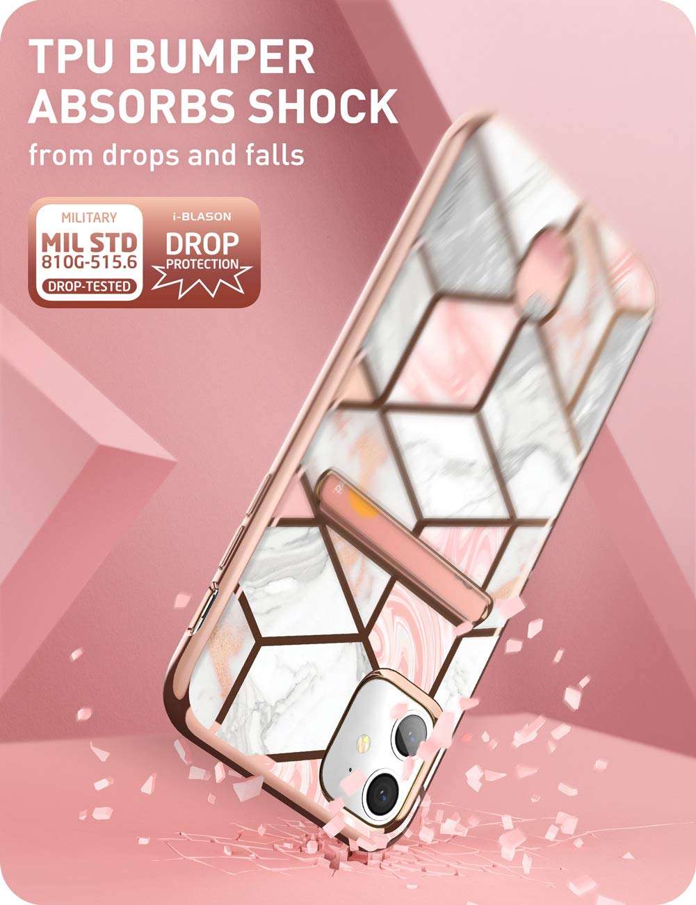 i-Blason Cosmo Wallet Slim Designer Wallet Case for iPhone 12 Mini (2020), 5.4", Marble 5