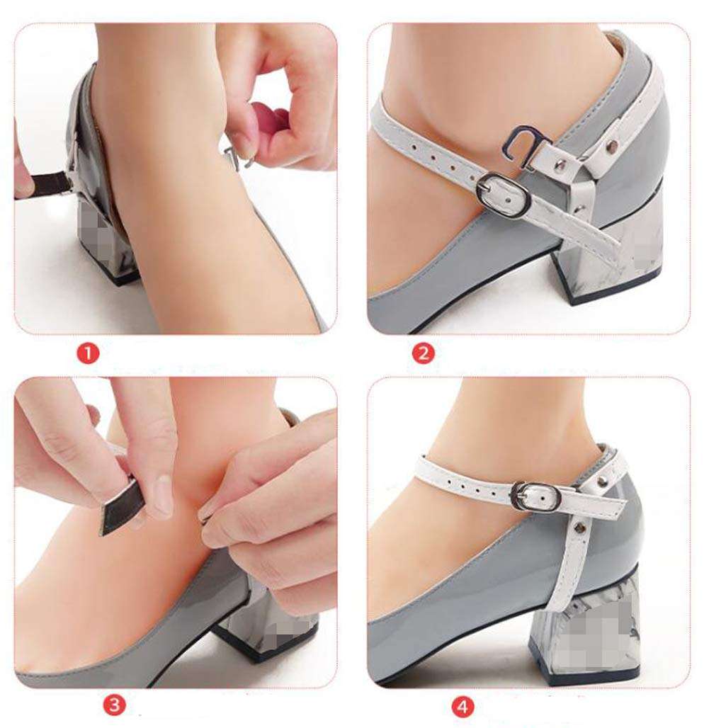 Fodattm Adjustable Anti-loose Shoelace Shoe Straps Band for High Heels/Flats High Heels/Pumps Holder for Lady Women (Silver) 3