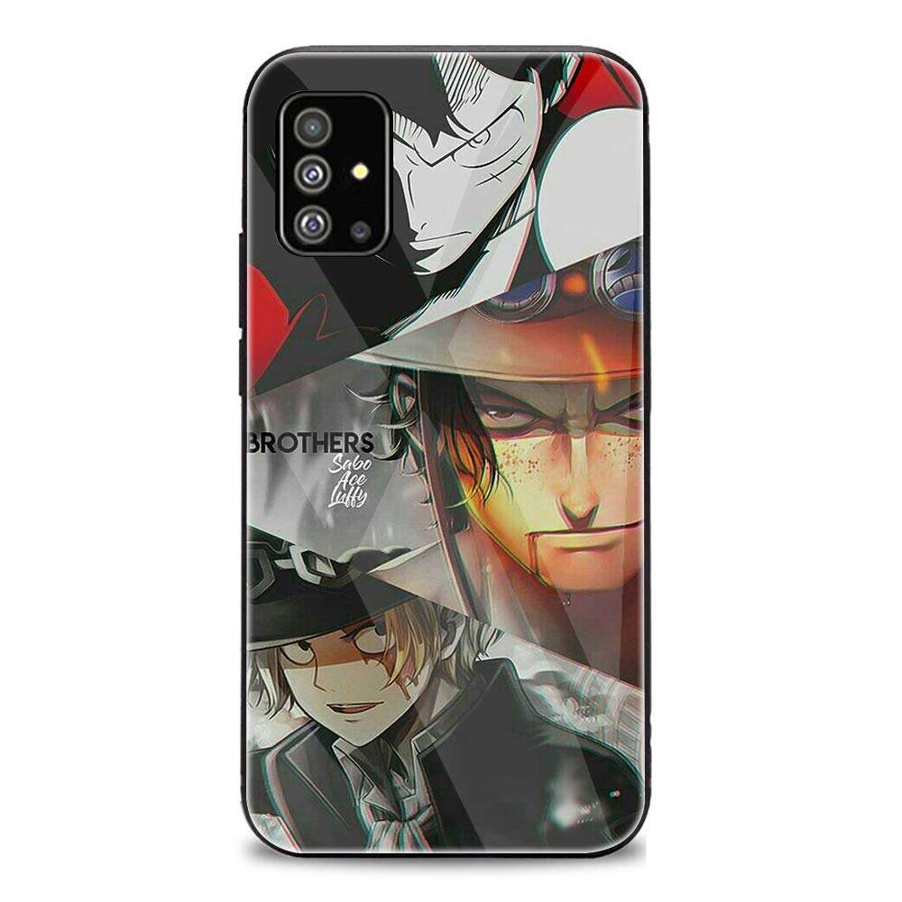FUTURECASE Anime Luffy Zoro Sanji Straw Hat Tempered Glass Case for Samsung Galaxy S20 S21 Plus Ultra FE A51 A71 4G 5G Luffy Sabo Manga Cover (10, Samsung S21) 4