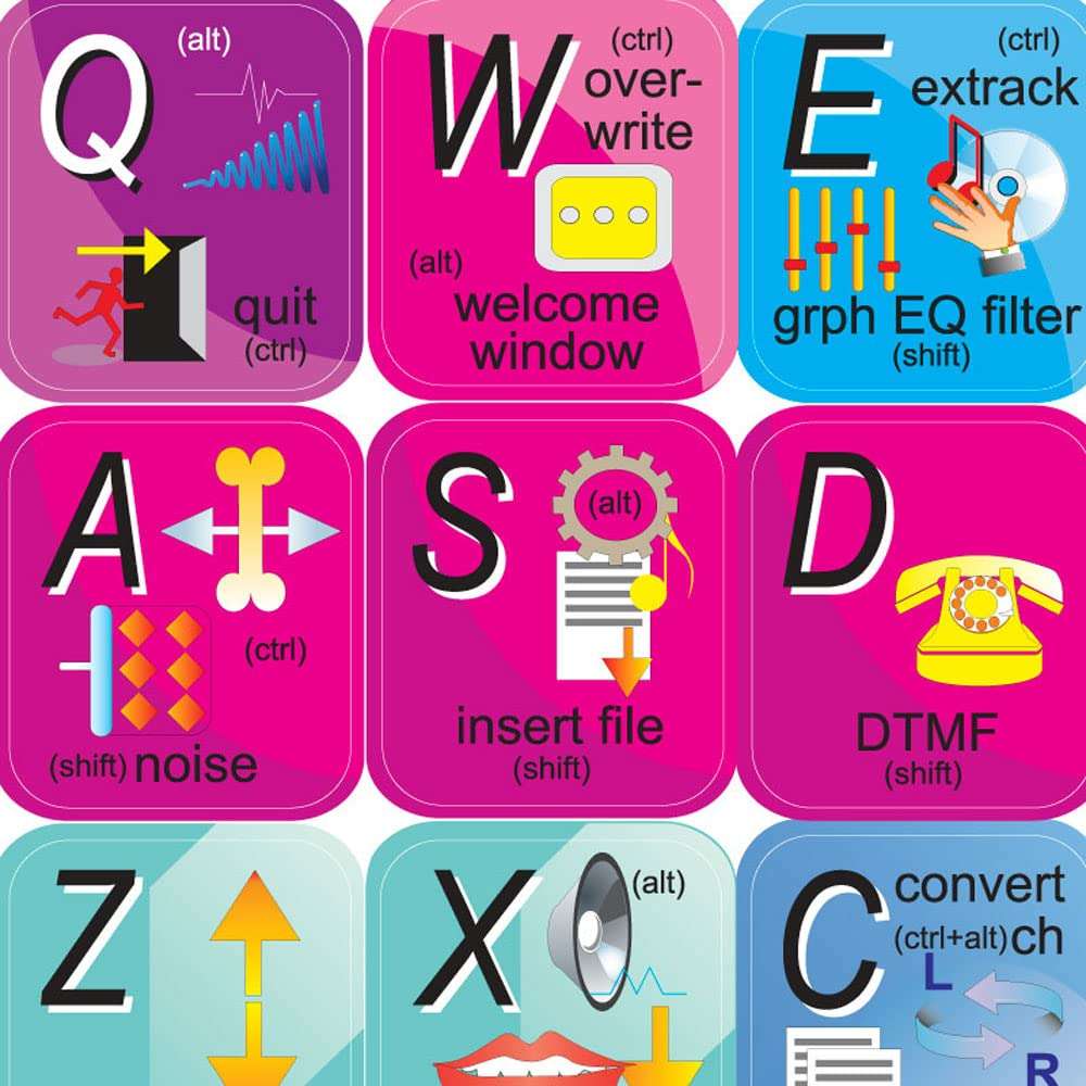AUDIO EDITOR GOLD KEYBOARD LABELS SHORTCUT FOR DESKTOP, LAPTOP AND NOTEBOOK 1