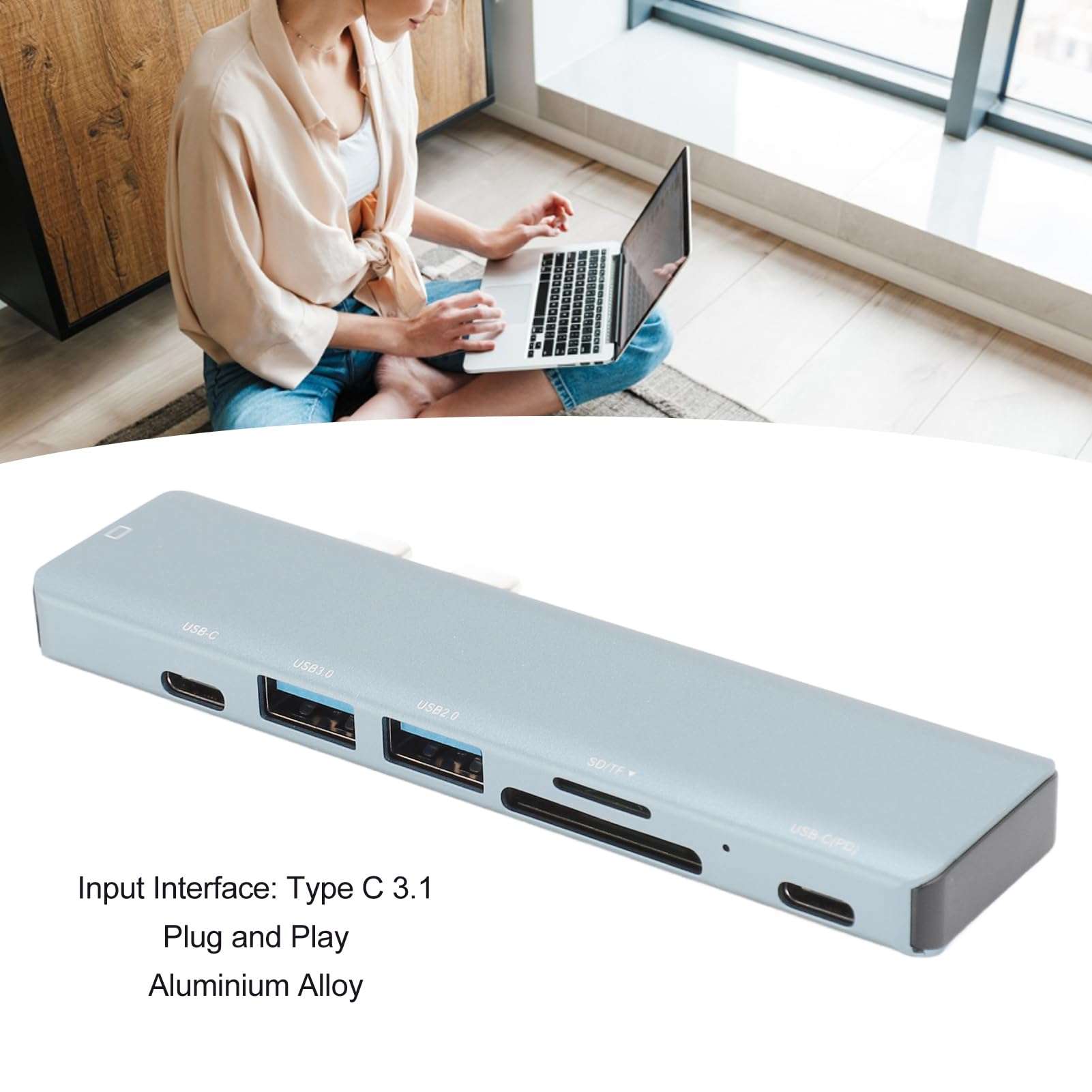 Tangxi USB C Hub, 4K 30Hz HD Output 10Gbps PD 87W Charging Memory Card Slot Aluminium Alloy USB C Docking Station for PC, 5Gbps Data Transmission 5