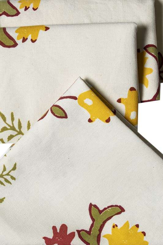CONTRAST LIVING Bista Hand Block Printed Kitchen Towel/Dish Towel/Hand Towel Multi Color Set of 4 Pcs 2