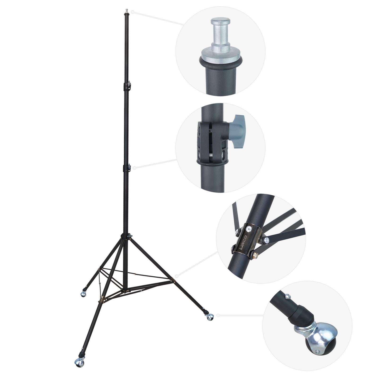LINCO Lincostore Linco Zenith 9 feet Heavy Duty Light Stand with Casters for Photography Studio Lighting Kit 8909HC - Extra Supporting Rods 1
