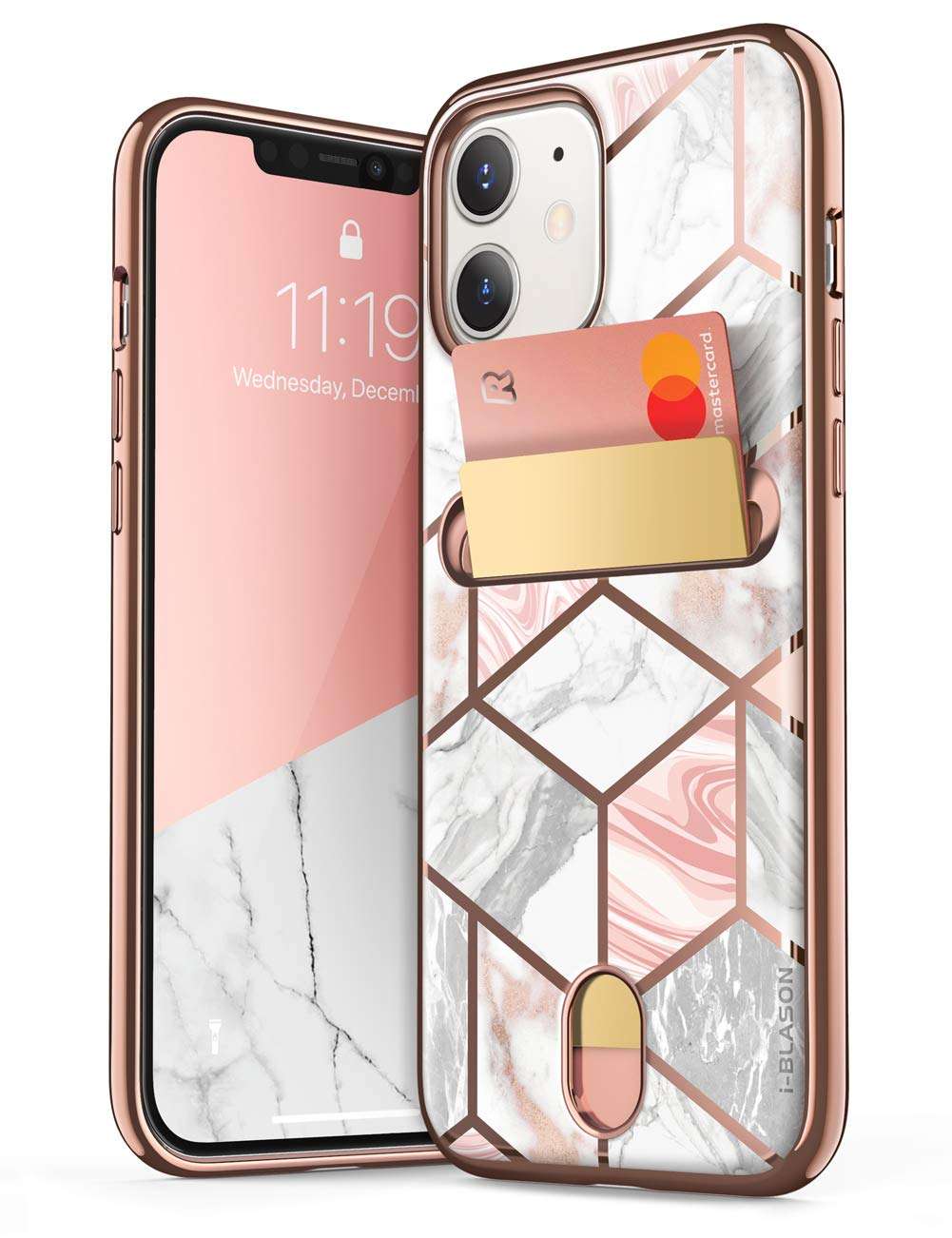 i-Blason Cosmo Wallet Slim Designer Wallet Case for iPhone 12 Mini (2020), 5.4", Marble 1