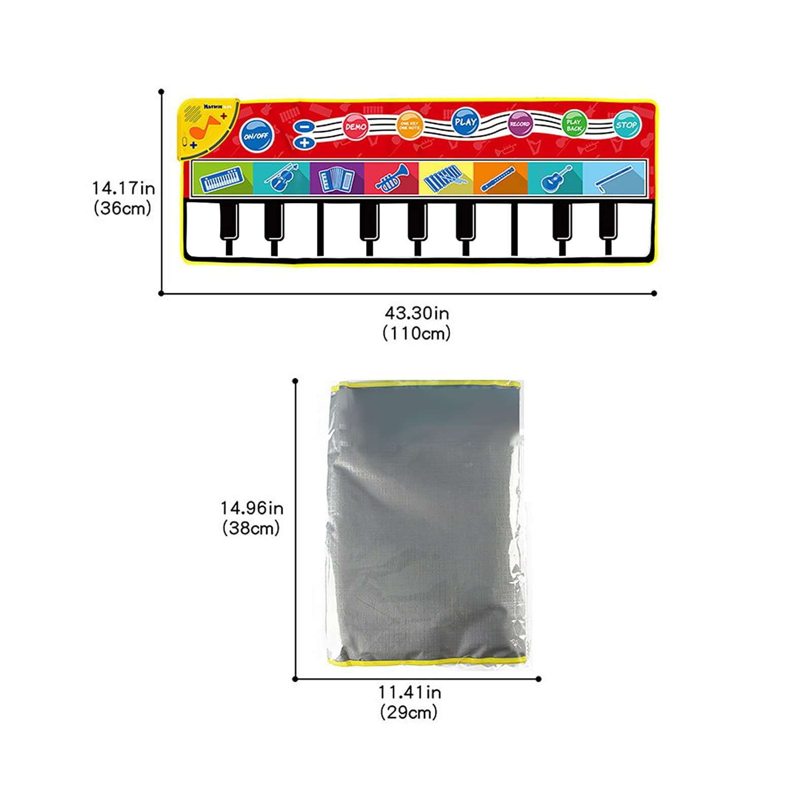 Zerodis Children Musical Keyboard Piano Mat, Electronic Music Play Blanket Dance Floor Mat Early Learning Education Toys for Toddler Boys Girls(110×36cm) 4