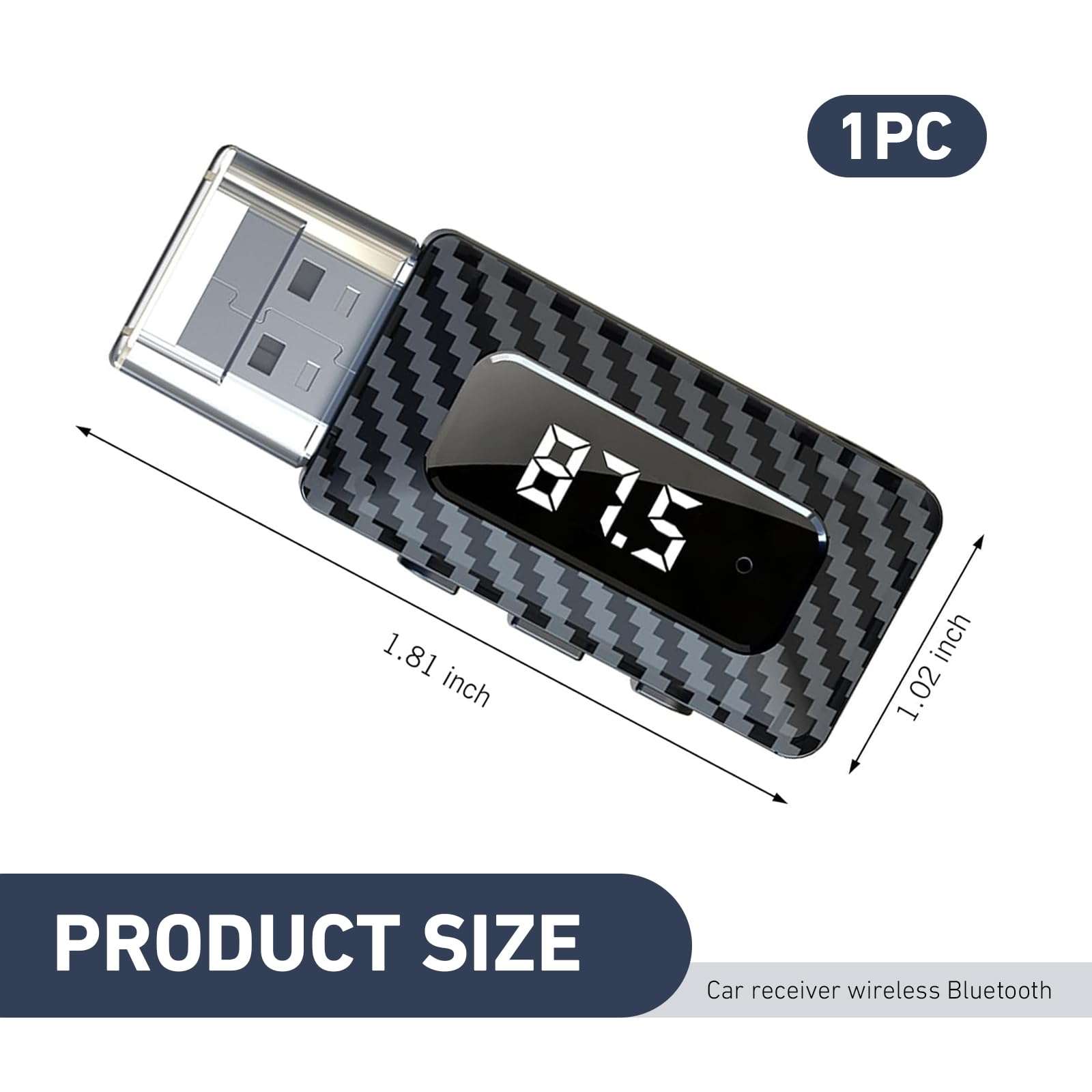 Cuymoap Car USB Bluetooth Receiver, 5.3 Chip Wireless FM Transmitter with LED Display, Adjustable Audio Adapter with USB Interface and 0.13" Jack, Universal Modification for Stereo System (Black) 3