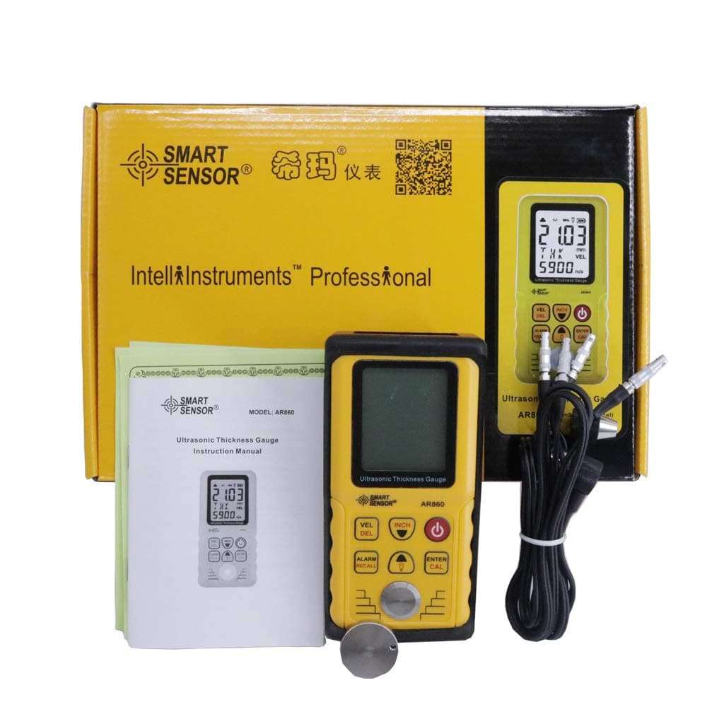 Graigar AR860 Digital Ultrasonic Thickness Gauge Tester Meter 1.00 to 300.00mm Steel Sound Velocity 1000 to 9999m/s 6