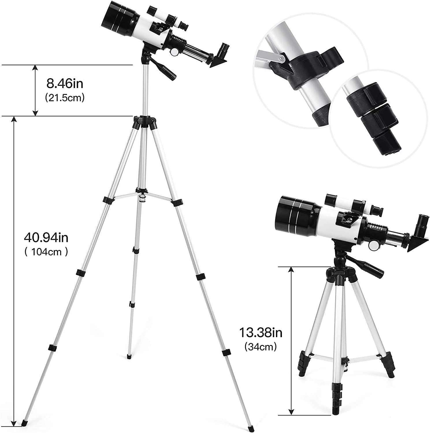 Telescope for Adults &Beginners,70mm Aperture 300mm AZ Mount with Adjustable Tripod and Fully Multi-Coated Optics, Portable Astronomy Refractor Telescope, Wireless Remote 4