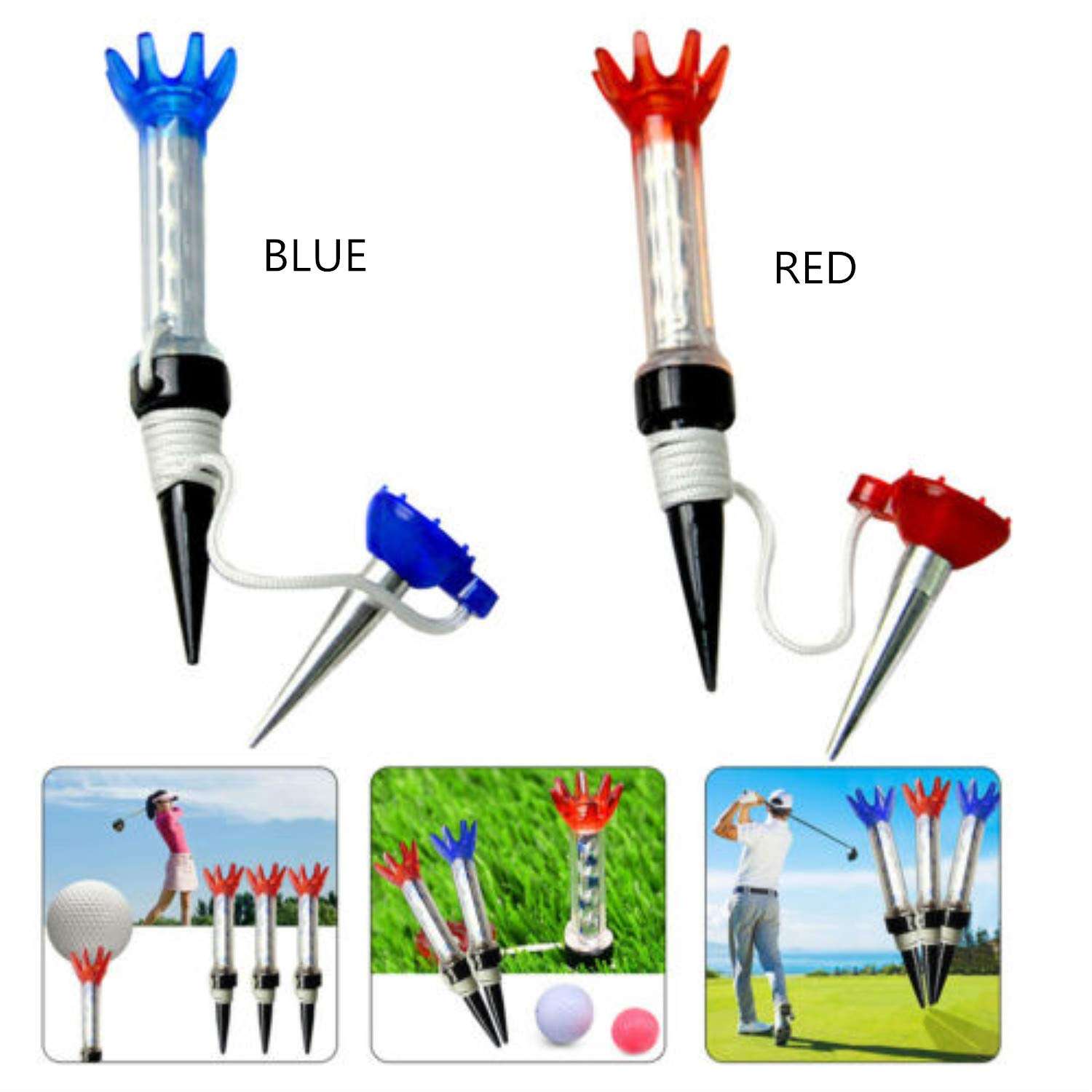 VEASAERS Golf Tees Unbreakable Plastic Magnetic 80 mm Long Bulk Reusable 4/8 Pack Blue Red Flexible Magnet Tee Lift Step for Men Women Practice Training Set (12 Pack) 4