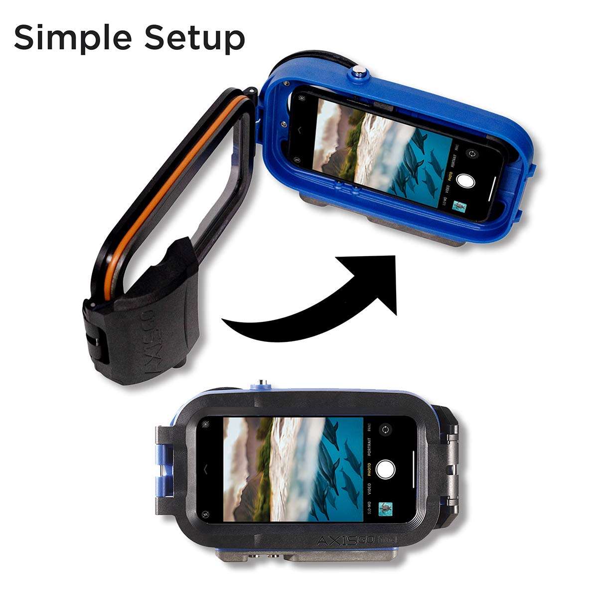AquaTech AxisGO iPhone 11 Pro/iPhone X/iPhone Xs Waterproof Phone Housing Bundle - Contains Pistol Grip and Sports Leash - Blue 5