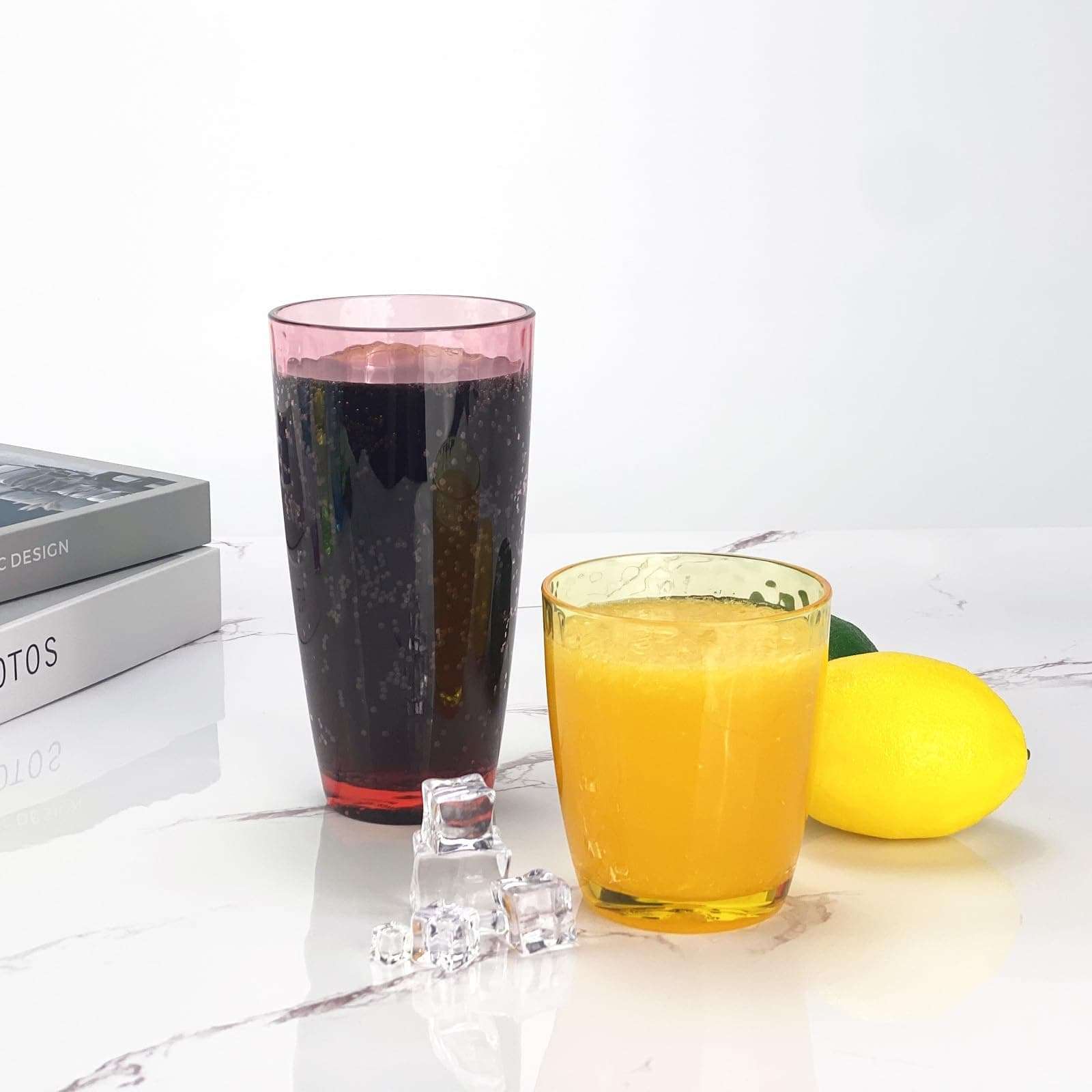 Haimenlite Set of 6 Multi color Acrylic Glasses Plastic Tumbler,Drinking Cups for Home Party Indoor Outdoor Use,Dishwaher Safe and BPA Free (26 Ounce) 4