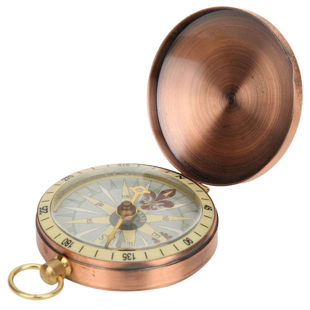 Vbest life Portable Vintage Retro Metal Copper Flip Cover Pocket Watch for Camping Hiking Boating()