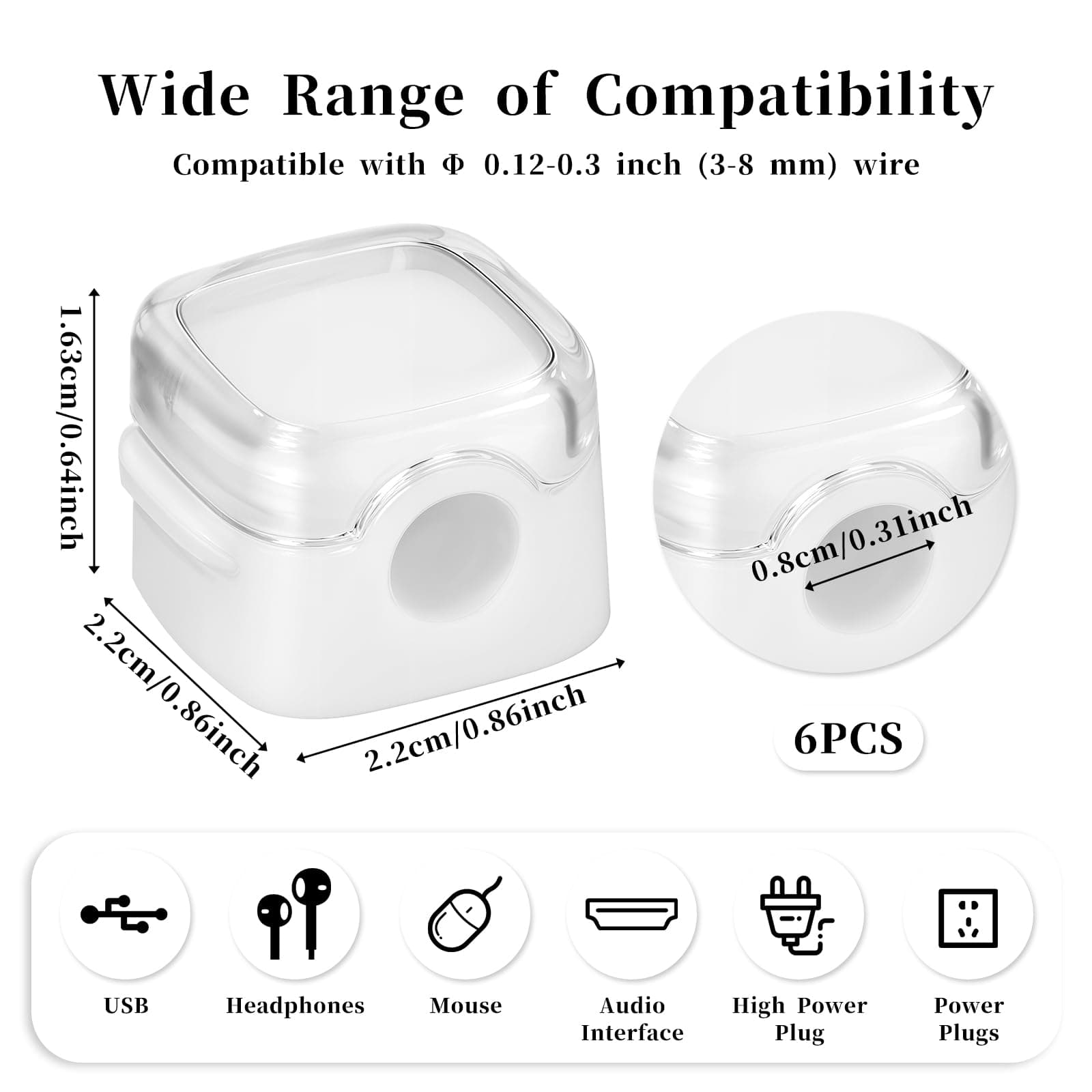 6 Pack Magnetic Cord Holder, Appliance Cord Organizer, Adhesive Cord Holder, Magnetic Cable Management for Nightstand, Office, Kitchen (White) 4