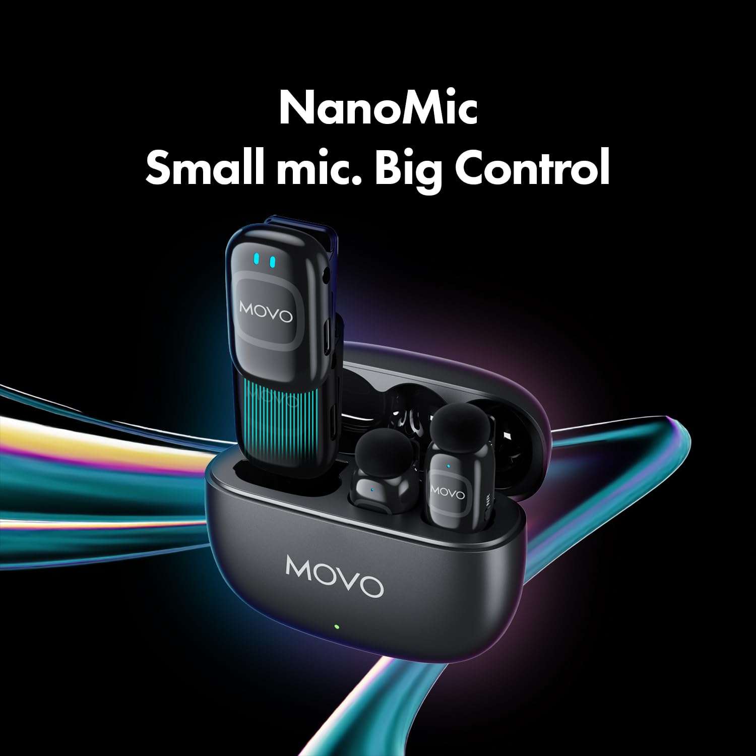 Movo NanoMic Wireless Lavalier Microphone for Camera – Clip-On TRS Wireless Mic System for DSLR, Camcorders, and Mirrorless Cameras – Dual Microphones with Charging Case for Video, Interviews 3