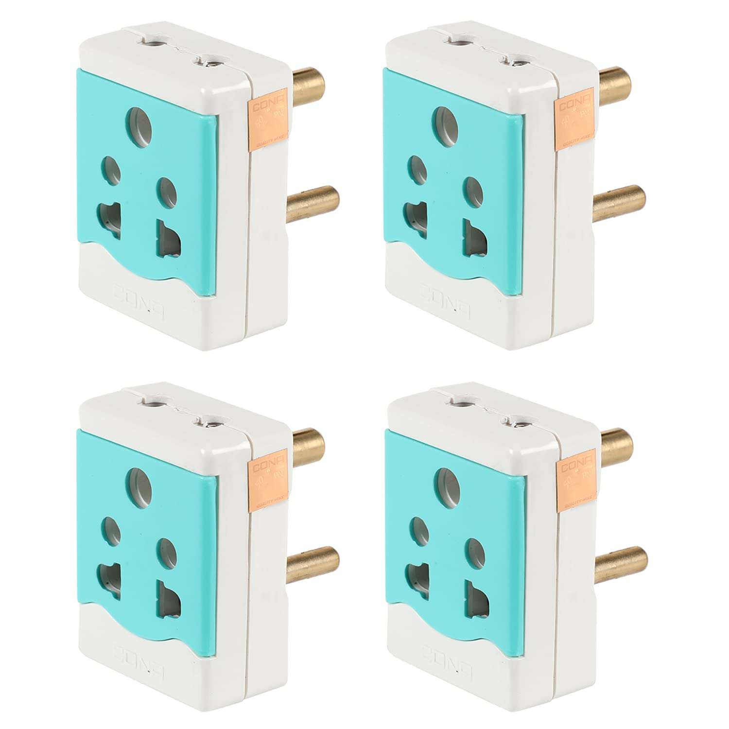 Cona Style 2231 3-Pin Multi Plug 6A/240V,Power Adapter, Travel Adapter Plug - Pack of 4 1