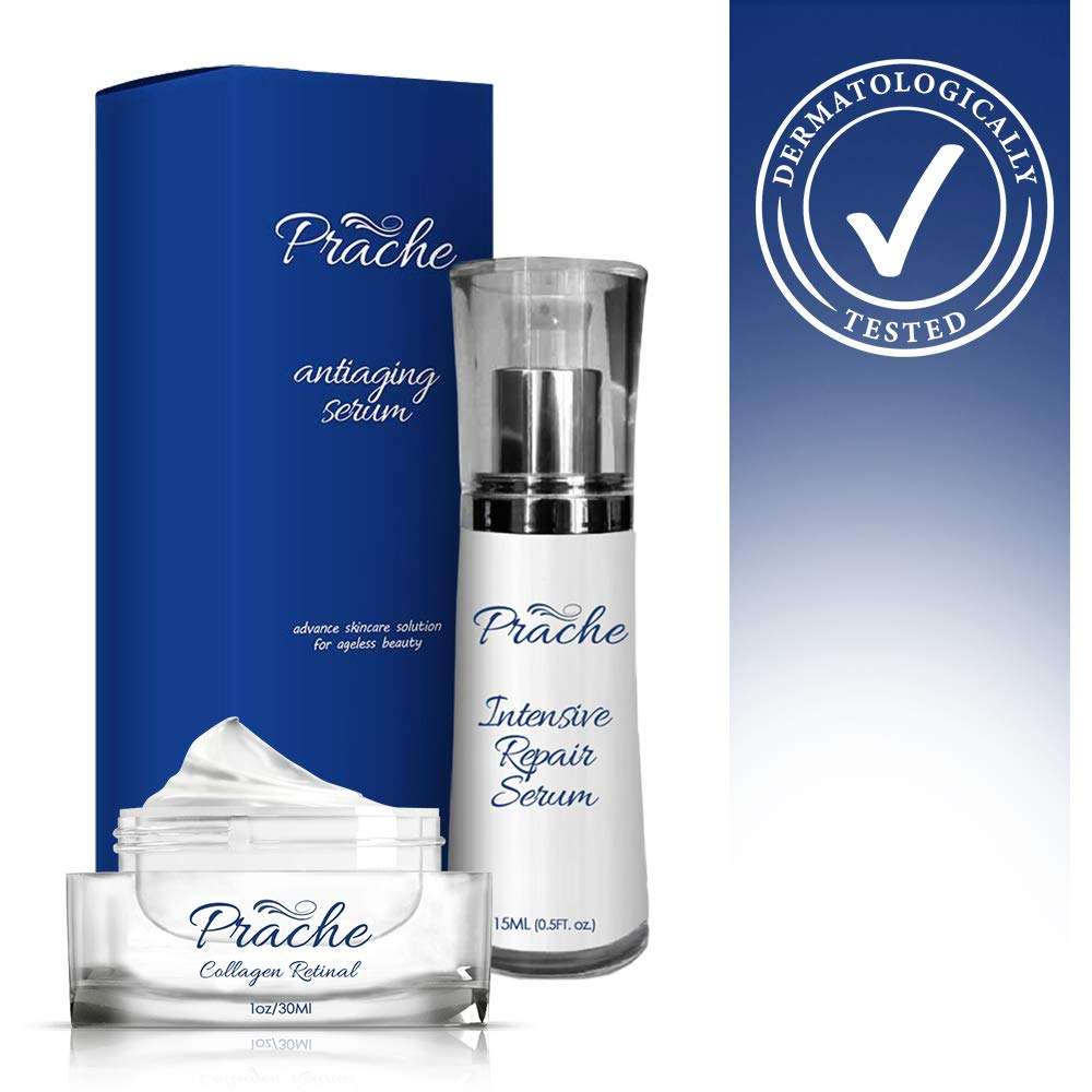 #1 Dermatologist Tested Prache Anti-Aging Collagen Retinol Cream & Prache Intensive Repair Serum (1 Each) – Remove Fine Lines and Wrinkles with Best Anti-Aging Skin Care Kits (Packaging may vary) 2