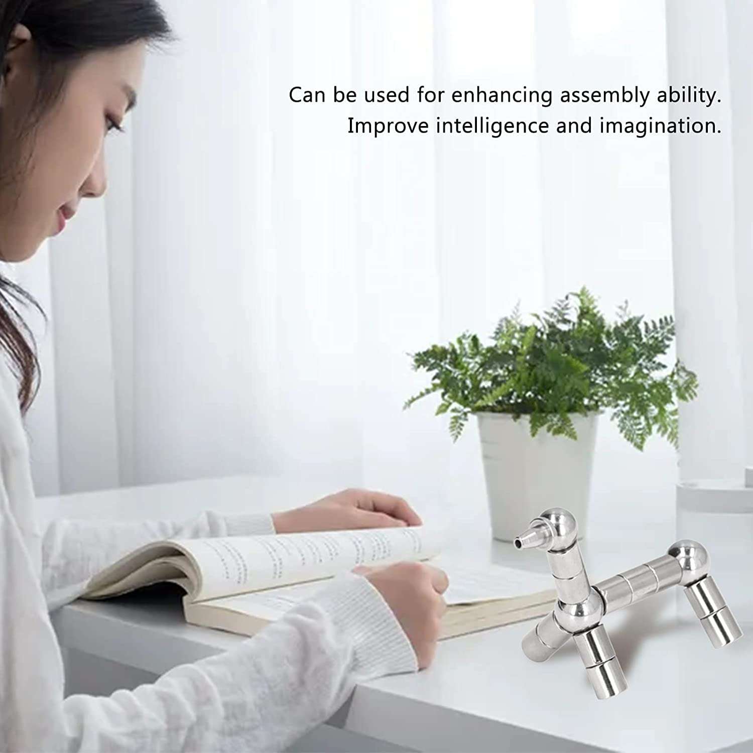 Tiyahi Fidget Magnetic Toy Pen Stress Relief Pen Multifunction Pen (Silver) 4