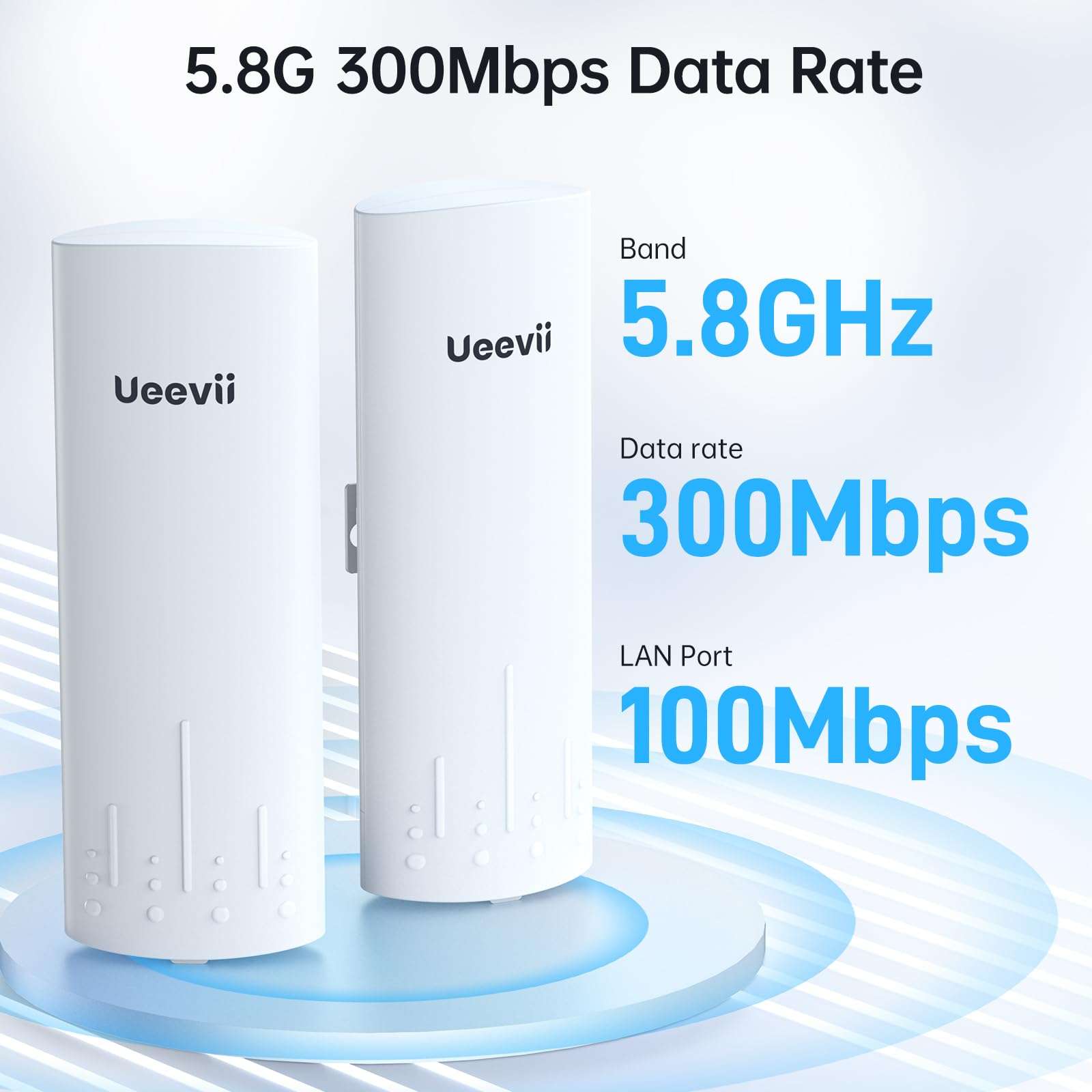 UeeVii CPE450 Wireless Bridge and WR3000K WiFi Router Kit, 5.8G 3KM Point to Point Wireless Bridge Outdoor to Shop Barn Garage Building Network Kit Solution, Outdoor WiFi Bridge(2PCS), Plug and Play 3