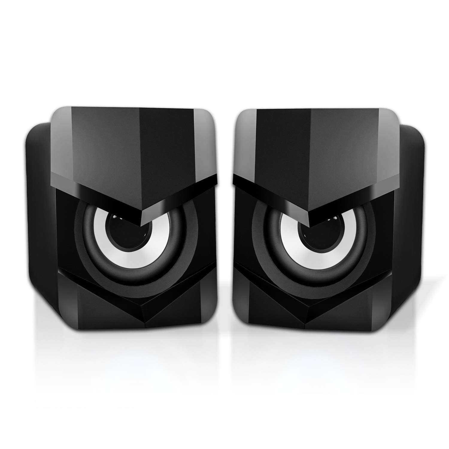 [2021 Version] Mini Computer Speaker, PC Wired Desktop Speaker, 2.0 Stereo Sound USB Powered Laptop Speaker for Computer, Desktop, Mac, Pad, Cellphone and More (Black) 1