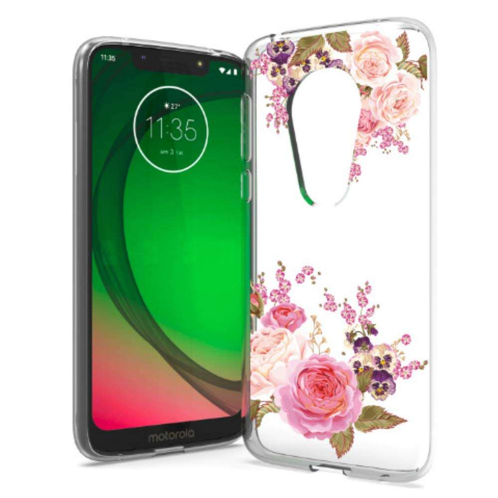 Bettop case for Moto G7 Play (US Version), T-Mobile Revvlry case, Flexible Soft TPU Case with Fashionable Painted Pattern Designs for Moto g7 Play XT1952 case (Rose) 1