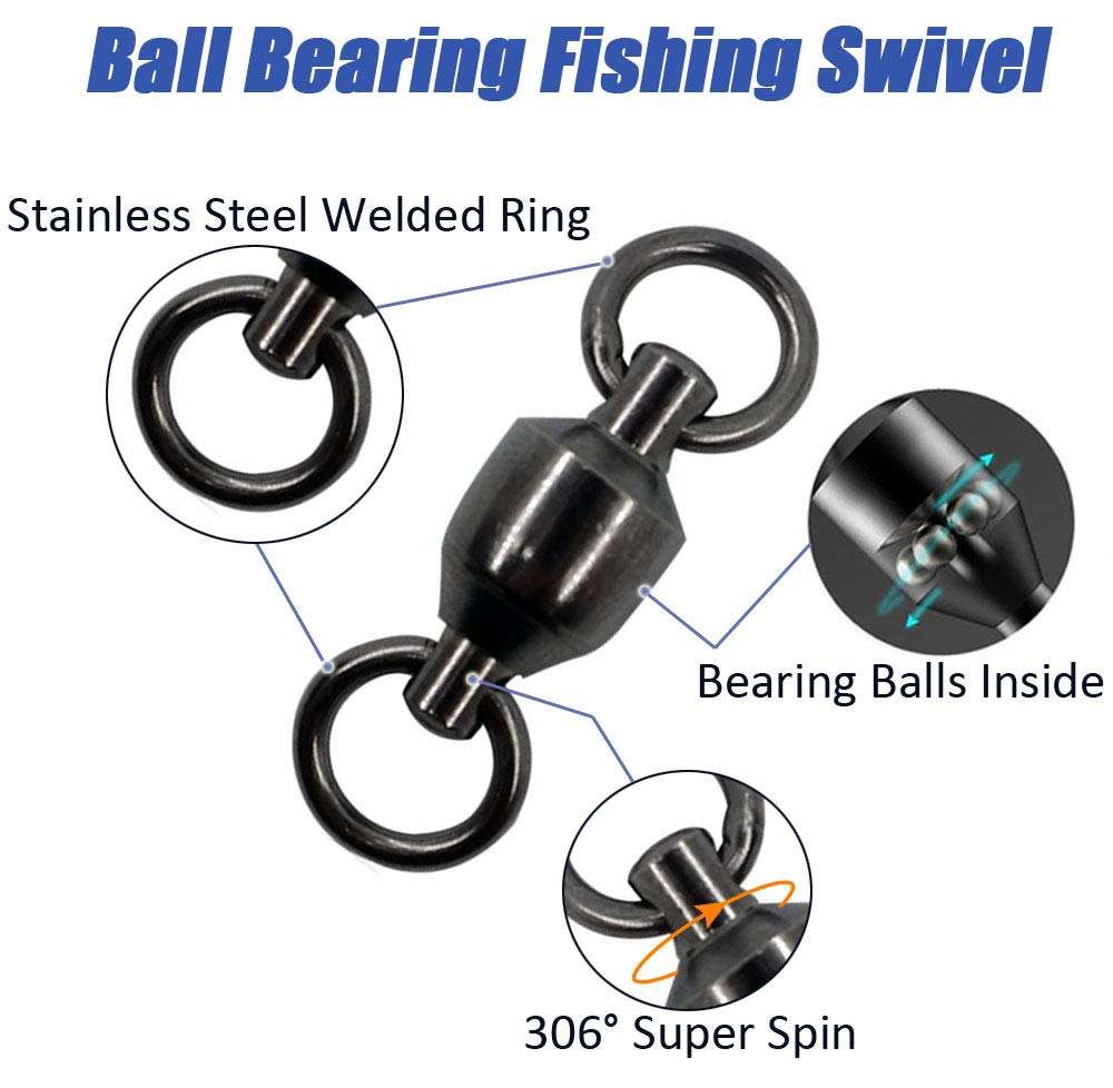 JSHANMEI Fishing Swivels Ball Bearing Swivels, High Strength Stainless Steel Solid Welded Rings Saltwater Fishing Swivels Connector Fishing Tackle Accessories #4 15pcs 4