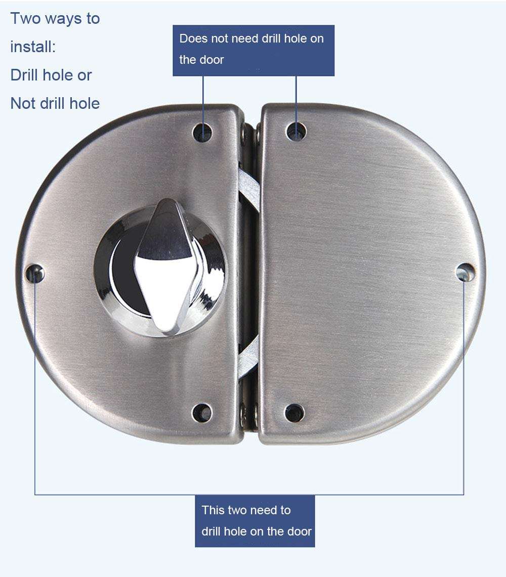 Upgraded NUZAMAS Double Glass Door Lock Stainless Steel, Both Sides Open Frameless Door Hasps for 10-12mm Thickness Glass, Home Office Hotel Furniture Hardware 3