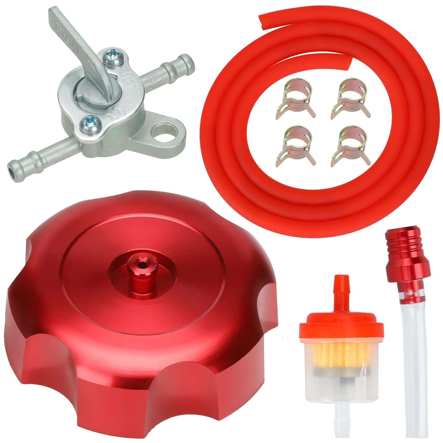 YOXUFA Upgraded Plastic Gas Fuel Tank Cap Petcock for 50cc 70cc 90cc 110cc 125cc ATV Coolster TaoTao Lincon Buyang Roketa Kazuma Baja Sunl Quad Riding Lawnmower Chinese 4 Wheeler Parts 6