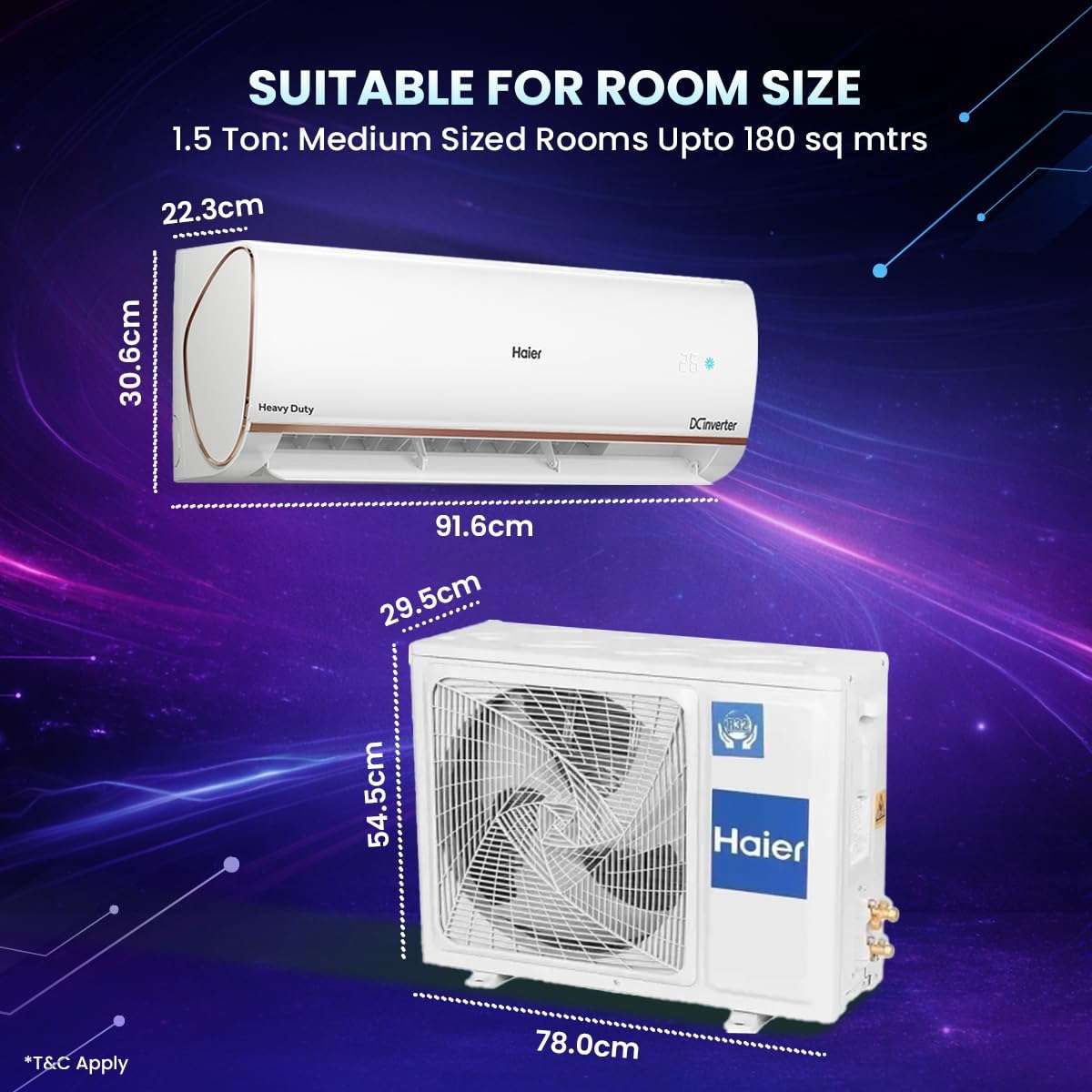 Haier 1.5 Ton 4 Star AI Climate Control Smart Split AC (5250 Watts, Copper, Wi-Fi, 4-Way Swing, Triple Inverter, 7 in 1, Frost Self Clean, HD Filter, Cools at 60°C - HSU18K-PYAIR4BN-INV, White) 5