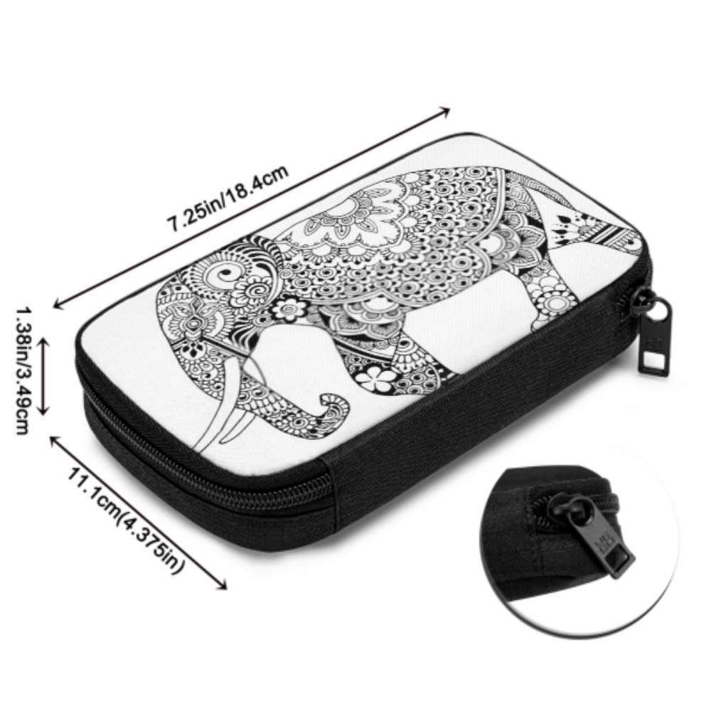 Electronics Accessories Organizer Bag Indian Elephant Style Mihendi On White Electronics Organizer Travel Electronic Cord Organizer Storage Bag of Cases for Cable, Charger, Phone, USB, Sd Card 5