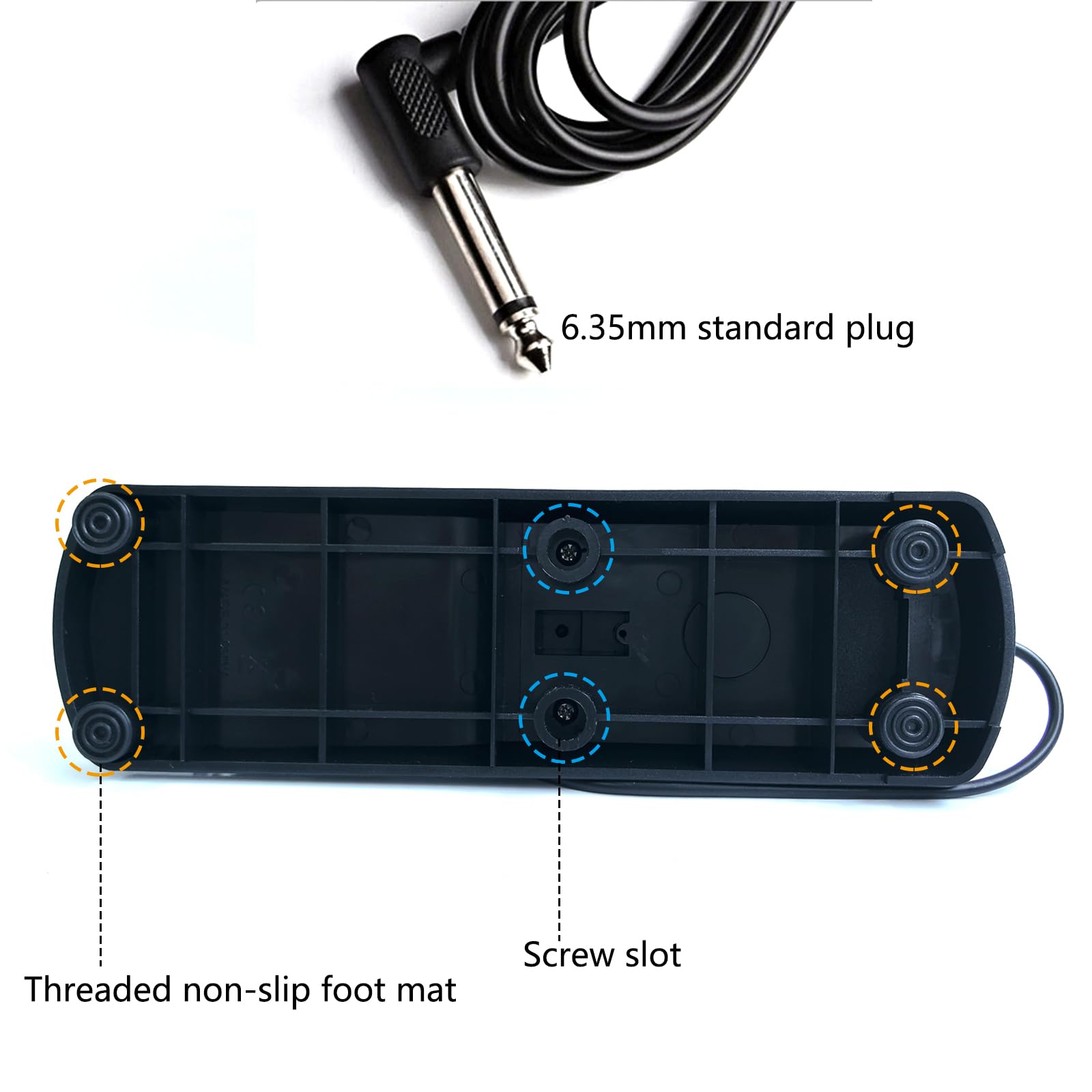 NALU Universal Sustain Pedal for Piano/Keyboard - Anti-Slip Rubber Base, 67" Cable, Quiet & Smooth Operation, ABS Shell with Metal Pedal & Spring (1/4" Jack) Model A 6