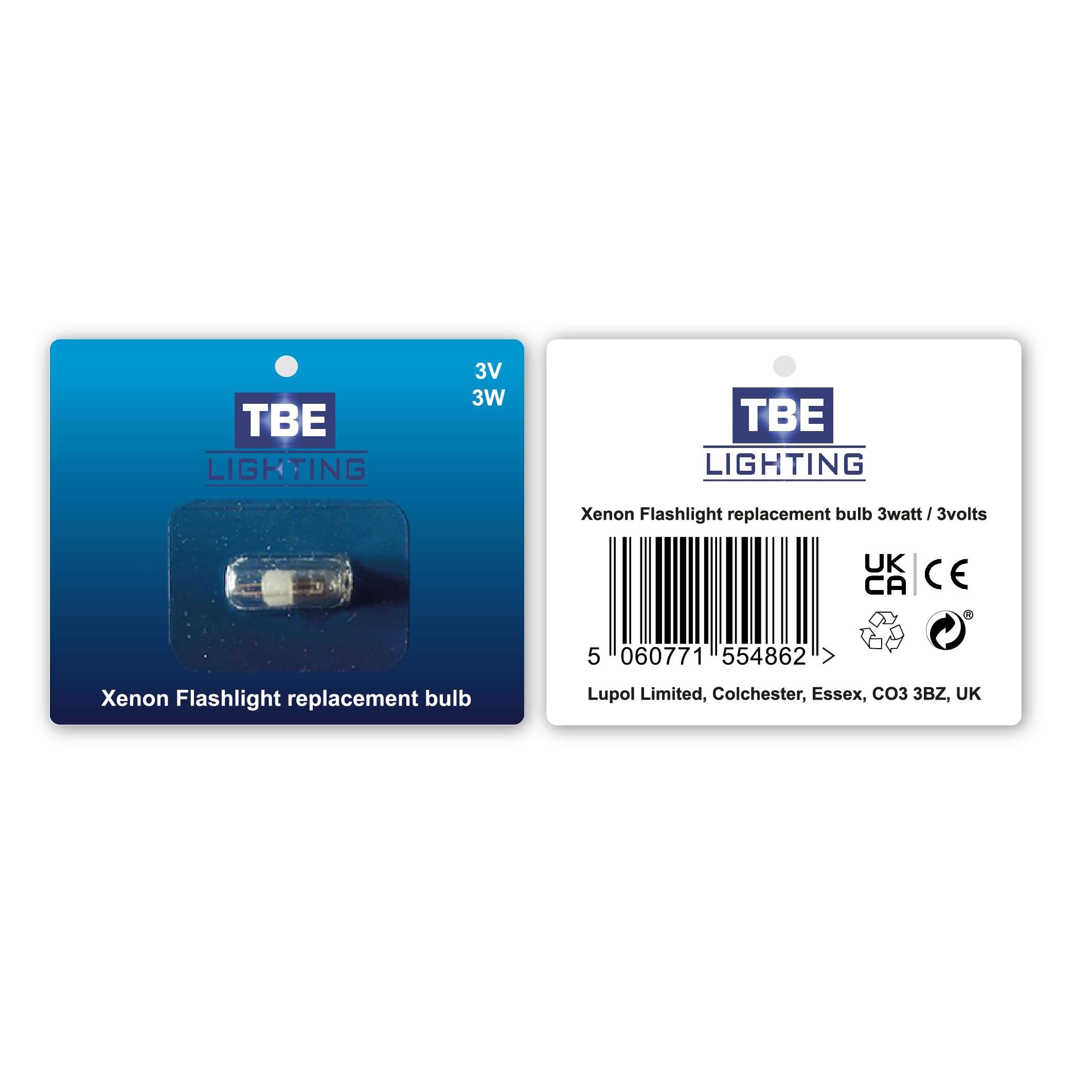 TBE LIGHTING Replacement 3 Volt / 3 Watt Xenon Flashlight Bulb Compatible with Scorpion and TL2 Flashlights - Single Bulb 5