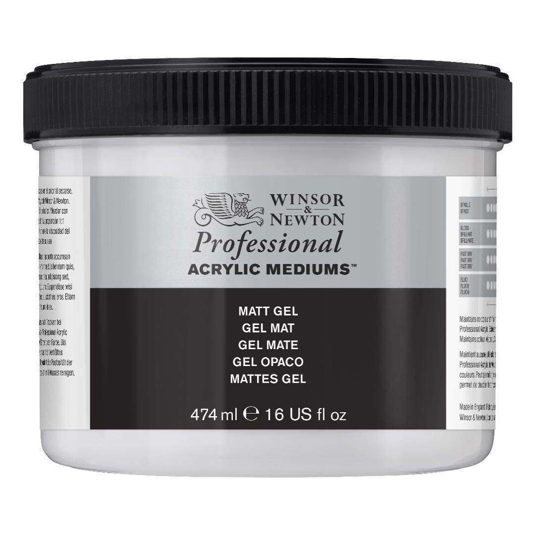 Winsor & Newton Professional Acrylic Medium- Matt Gel- Jar of 474 ML 1