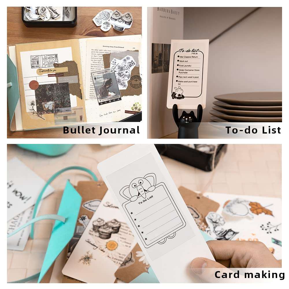 Phomemo M02 Mini Printer Paper, White Self-Adhesive Sticker Paper for M02/M02 Pro/M02S/M03 Bluetooth Pocket Mobile Printer, Black on White, 50mm x 3.5m, 3-Rolls 4