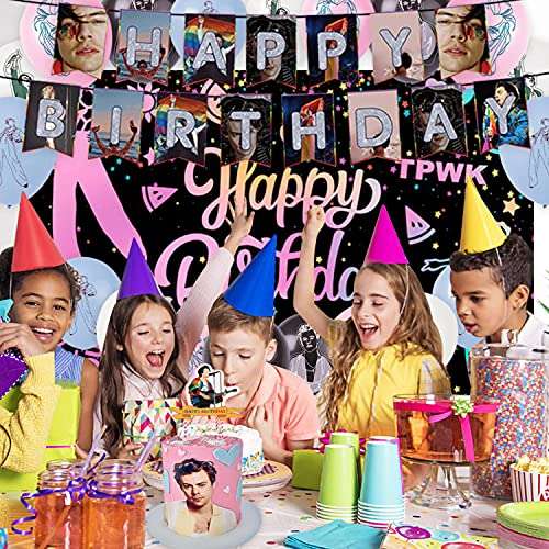 Harry styles birthday decorations, harry styles party decorations Set includes happy birthday banner, harry styles cake toppers,birthday harry styles balloons for harry styles decorations party 6