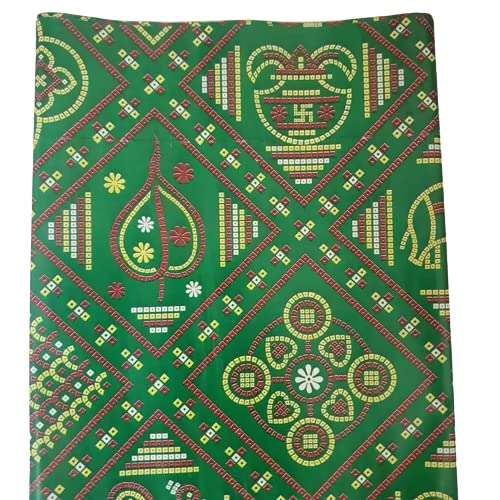 Sejas Collections Jaipuri, Chunri Print Gift Wrapping Paper Sheets with 4 Glitter Tape, 4 Flower Ribbon for Multipurpose Use Pack of 20 Sheets (Set of 2, Green,Purple) 4