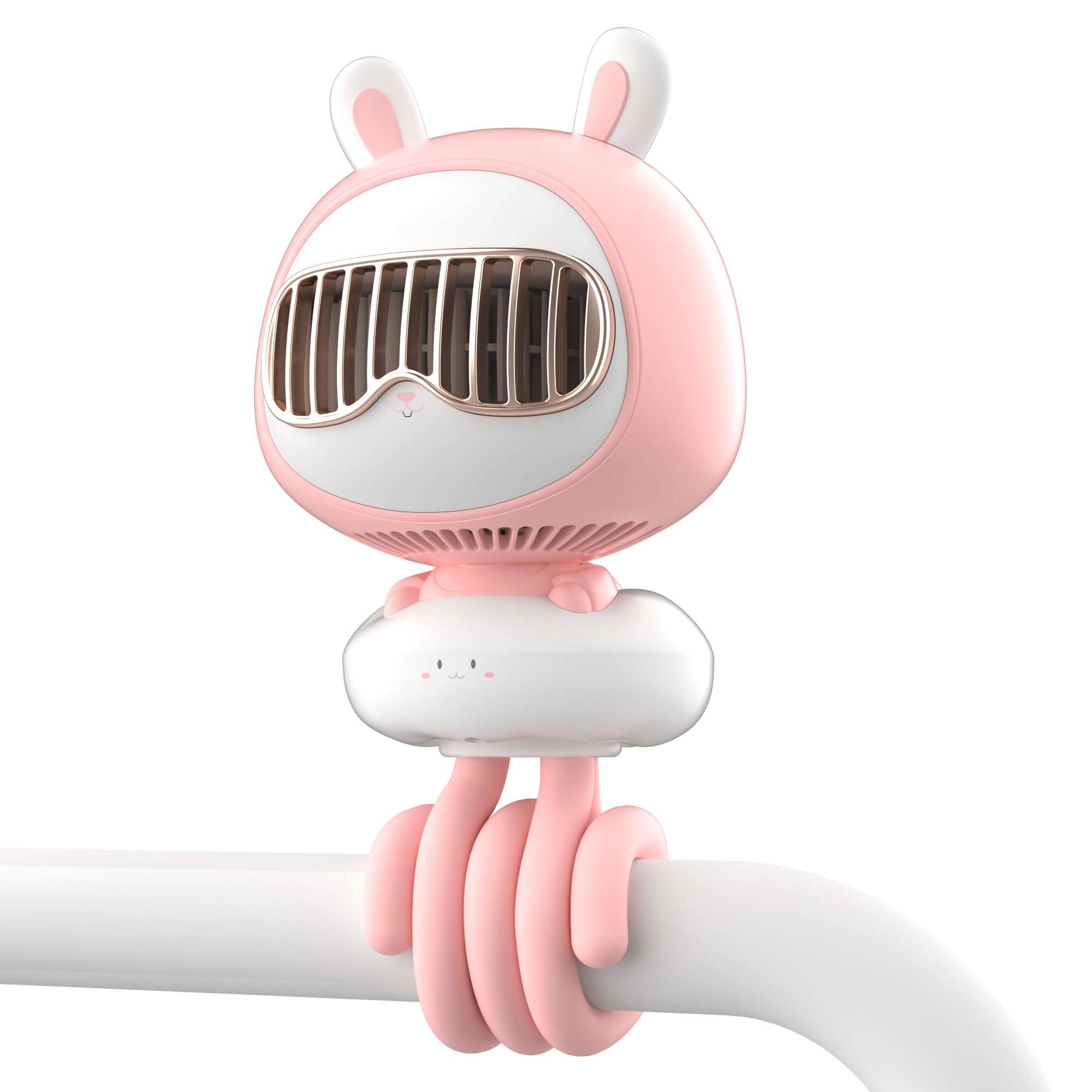 KinYiLO Cute Stroller Fan Clip On for Baby, Portable Bladeless Baby Fan, 4000mAh Rechargeable Battery Operated, Flexible Tripod, 4 Speeds, Auto Oscillating, Small Handheld Cooling Fan for Personal 1