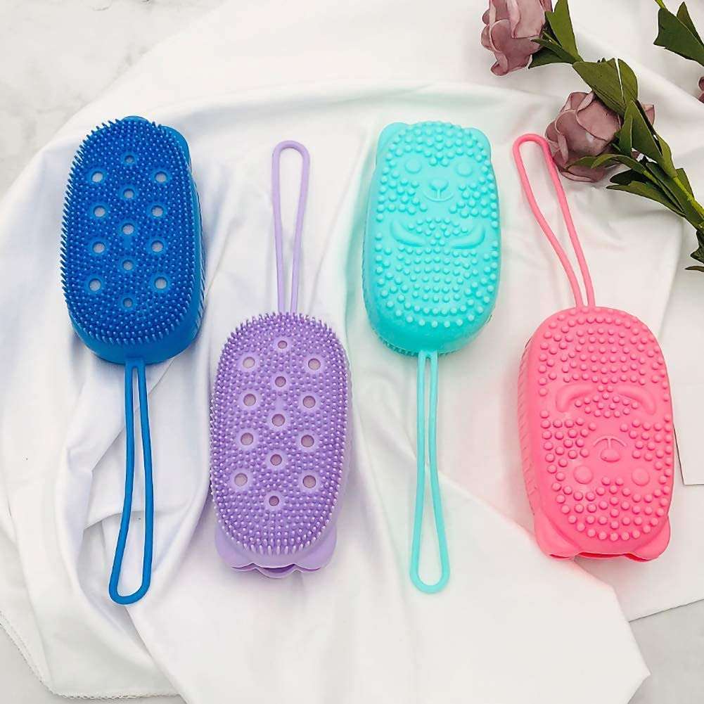 DMB STORE Silicone Bath Body Brush Exfoliating Massage Silicone Loofah Body Scrubber, Silicone Shower Sponge, Double Sided Rubber Scrub Body Brush for Baby Kids Men Women - Multicolor 5