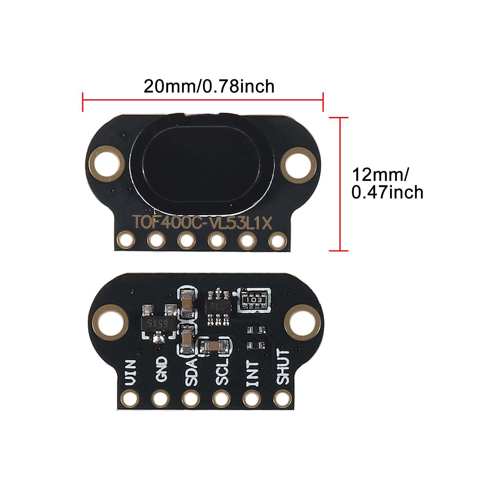 3Pcs VL53L1X TOF400C 4M Time of Flight (ToF) Laser Ranging Sensor Module 940nm 157.4in Distance IIC Fov 27 Degree for Arduino STM32 5