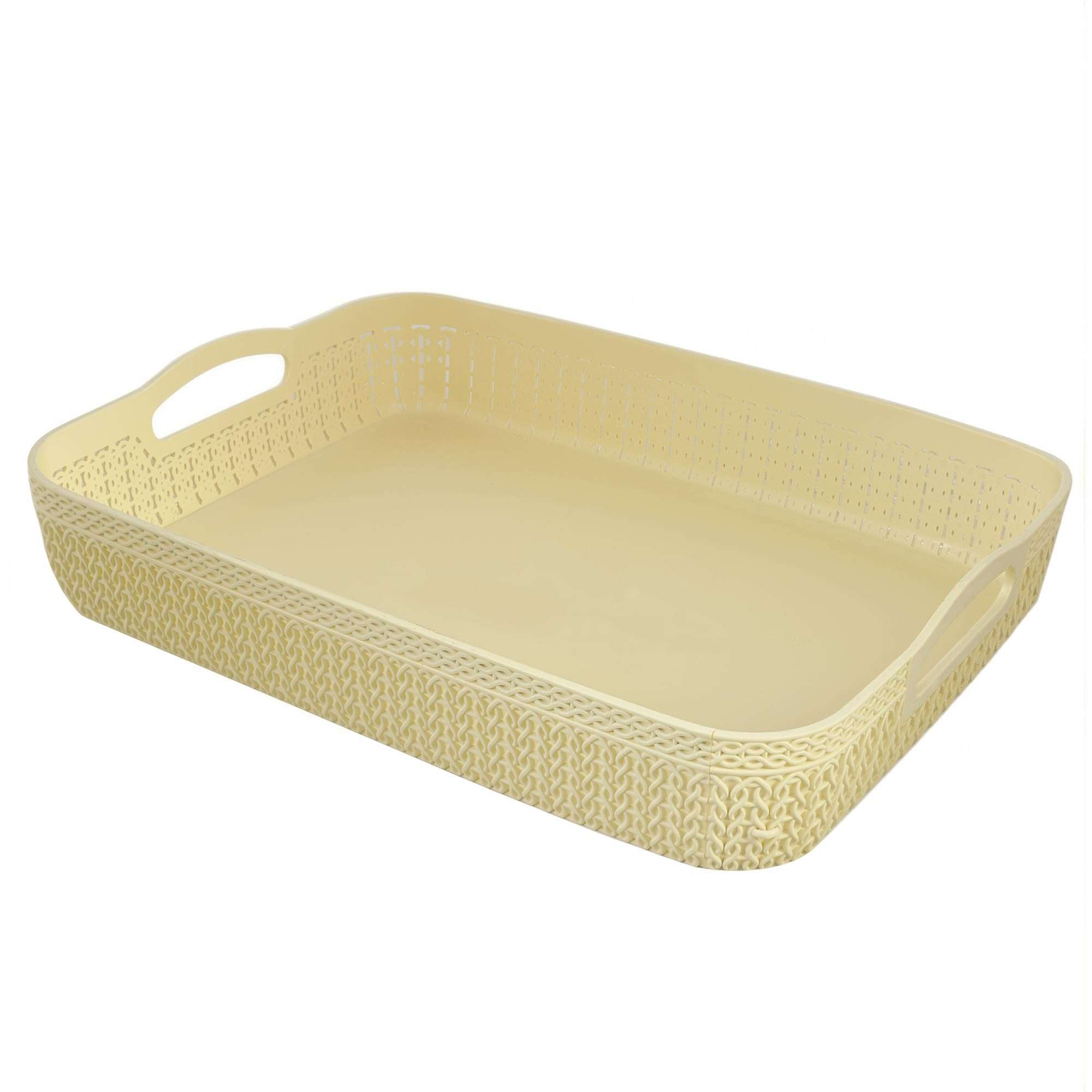 Kuber Industries Q-3 Unbreakable 3 Pieces Plastic Multipurpose Small Size Flexible Storage Baskets/Fruit Vegetable Bathroom Stationary Home Basket with Handles,Multi 3