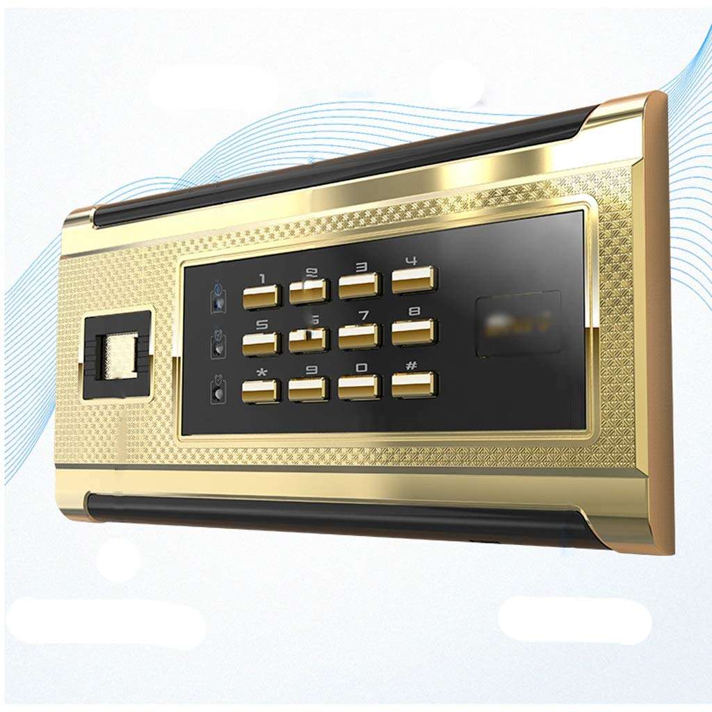 Steel Safe Digital Security Fingerprint Biometric Wall Safe Lock Box Cash Strongbox Wall-in with Number Keys Emergency Lock Safe, Glamour Black strongbox 3