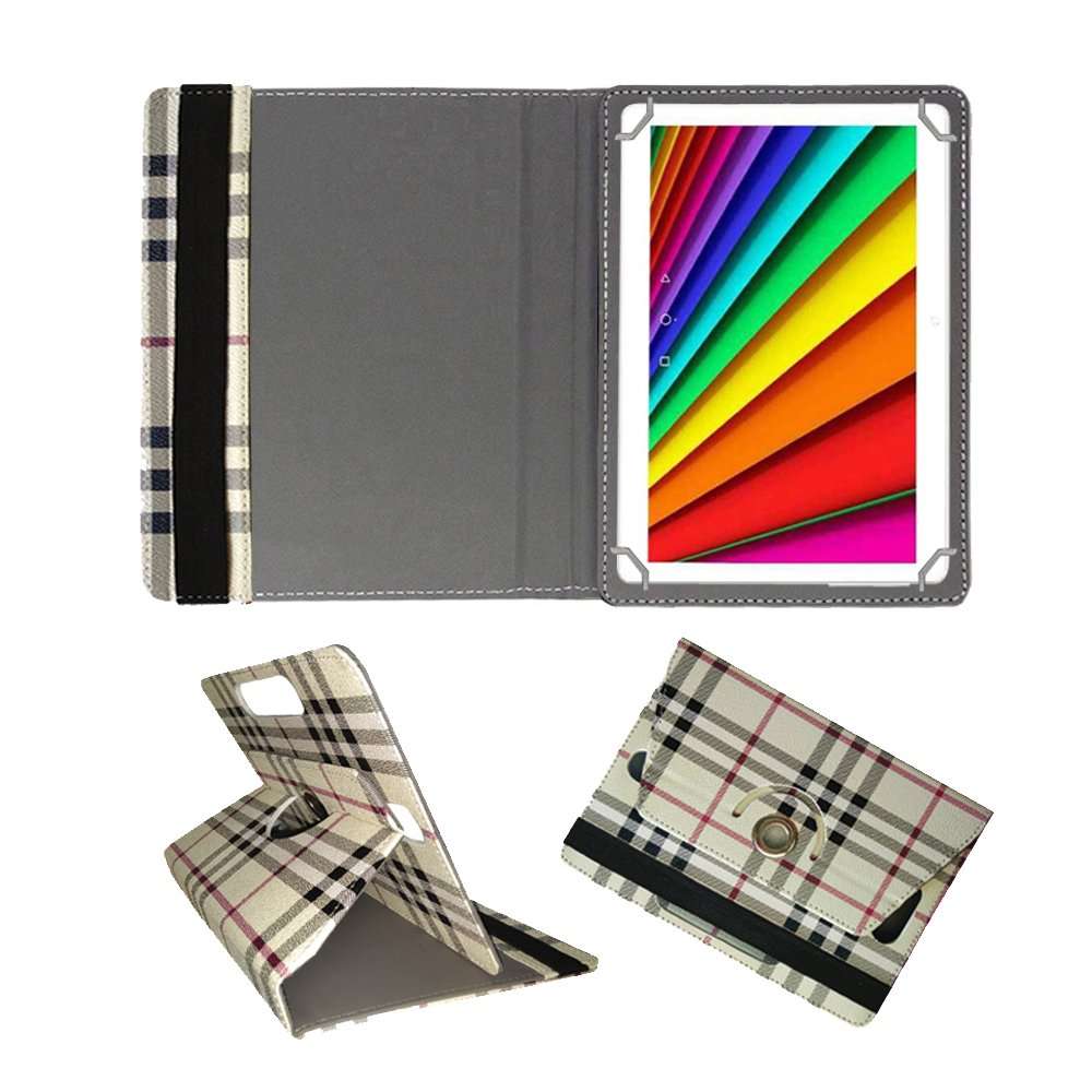 Fastway Rotating Leather Flip Case for I Kall N10 8 GB 10.1 with Wi-Fi+4G Tablet Cover Stand Cream 1