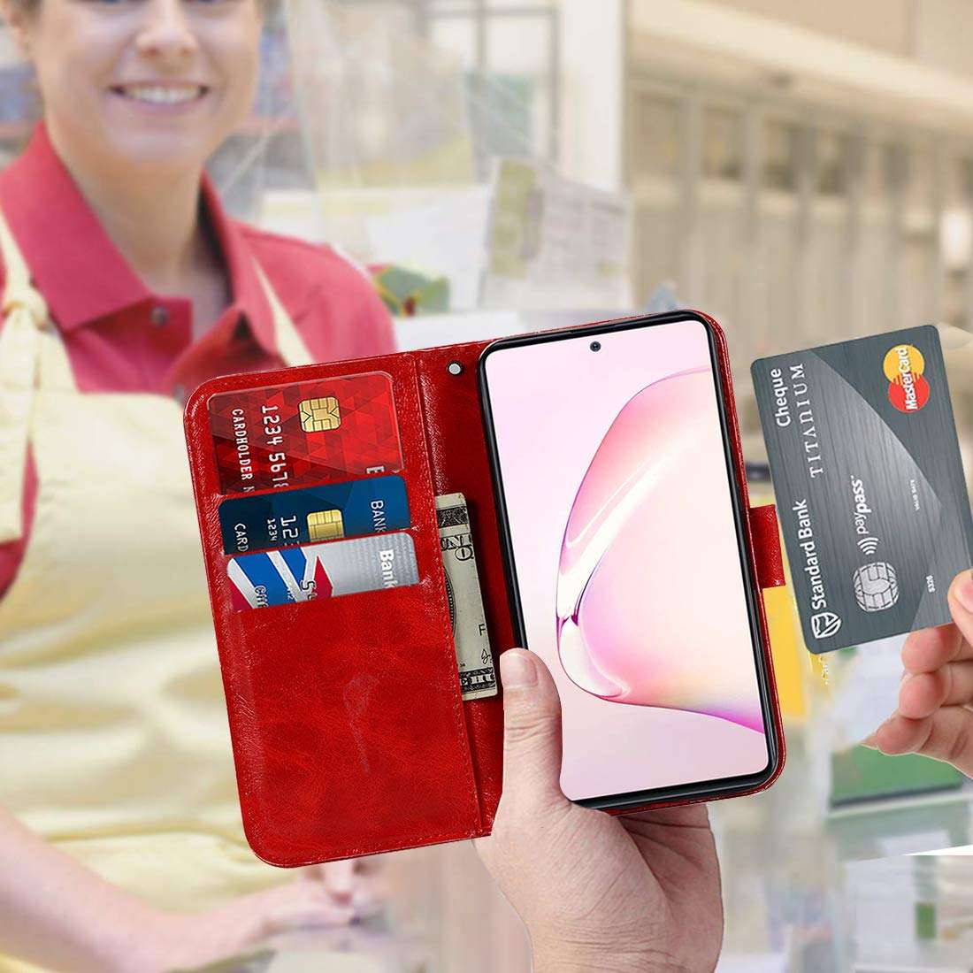 Zoeirc Case for Galaxy Note 10 Lite (2020) Case, for Samsung A81 Wallet Case, PU Leather Wallet Flip Protective Phone Case Cover with Card Slots for Samsung Galaxy note10 Lite (red) 2