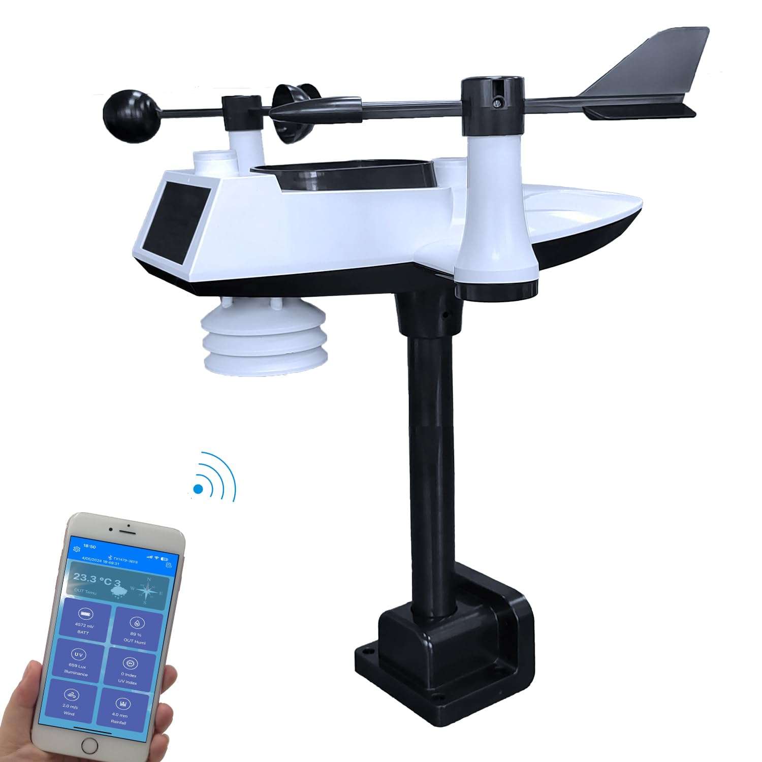 Wireless Weather Station, Outdoor Weather Forecast Weather Station, Measuring Temperature, Humidity, Wind Speed, Wind Direction, Rainfall, Light Intensity and Uv Meteorological Instruments