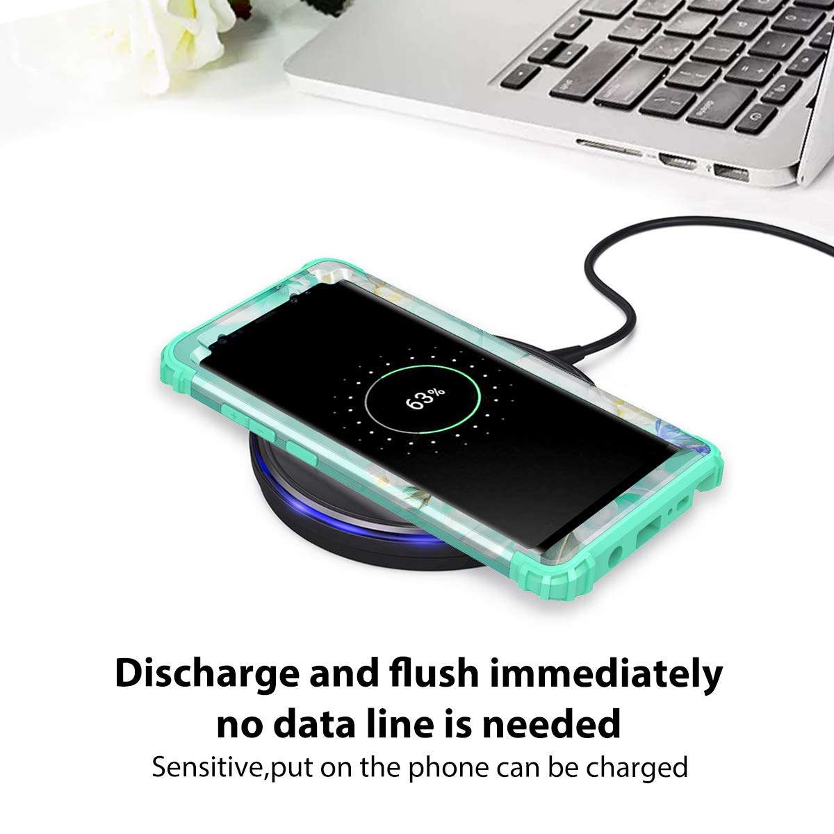 Casetego Compatible with Galaxy Note 8 Case,Floral Three Layer Heavy Duty Hybrid Sturdy Shockproof Full Body Protective Cover Case for Samsung Galaxy Note 8,Green/White 4