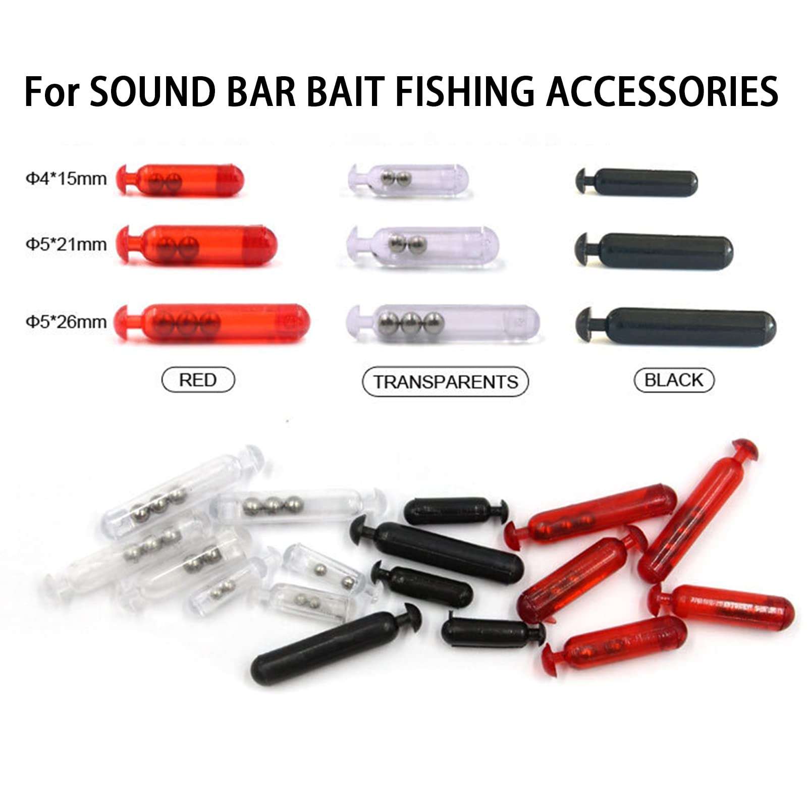 VGEBY 50pcs/Box 15mm Fishing Rattles Shake Fishing Lure Bait Insert Tube Rattles for Soft Fish(Black) 3