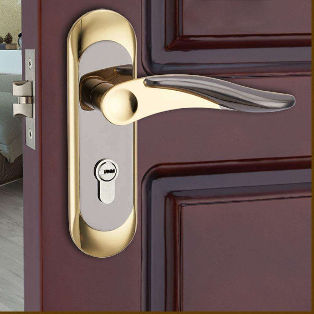 QASIN Door Lock Indoor Home Bedroom Door Simple Door Handle Aluminum Alloy Titanium Black Gold Single Bolt Lock Engineering Supporting 2