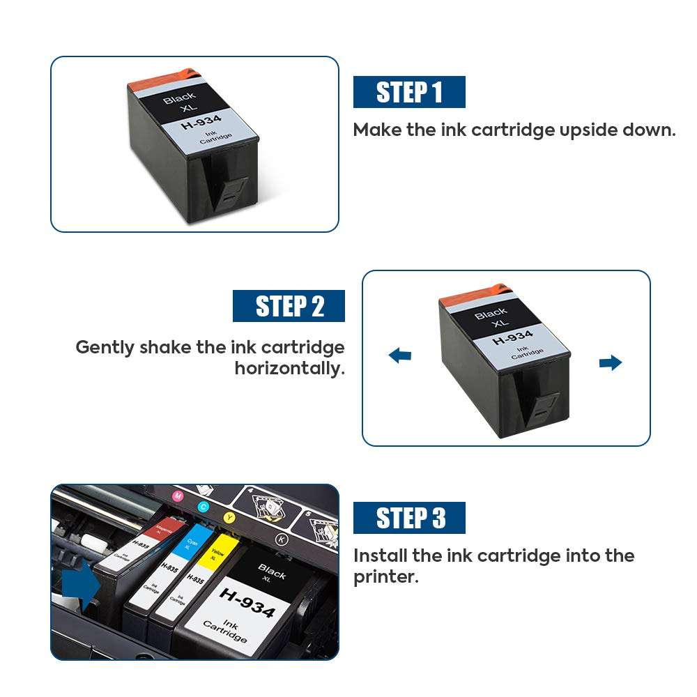 ALLWORK Compatible 934XL 935XL Ink Cartridge Replacement for HP 934 XL 935 XL 934 935 for use in HP OfficeJet Pro 6815 6820 6822 6825 6830 6835 6836 6220 6230 6800 6812 Inkjet Printer, 4Pack(K/C/M/Y) 2