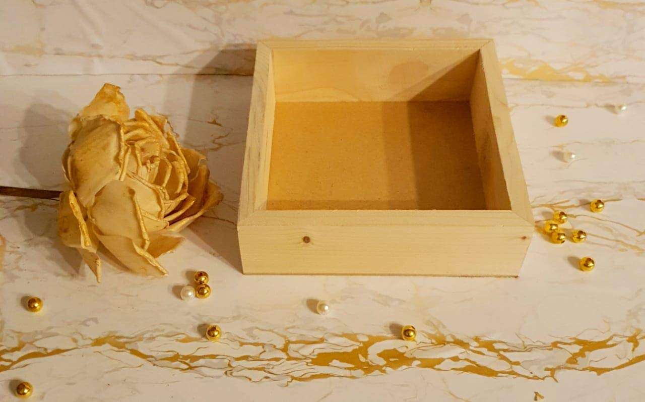 GiftingBestWishes Petite Square Pinewood Tray with MDF Base with Cut Handles (6 * 6 * 2 in) 1