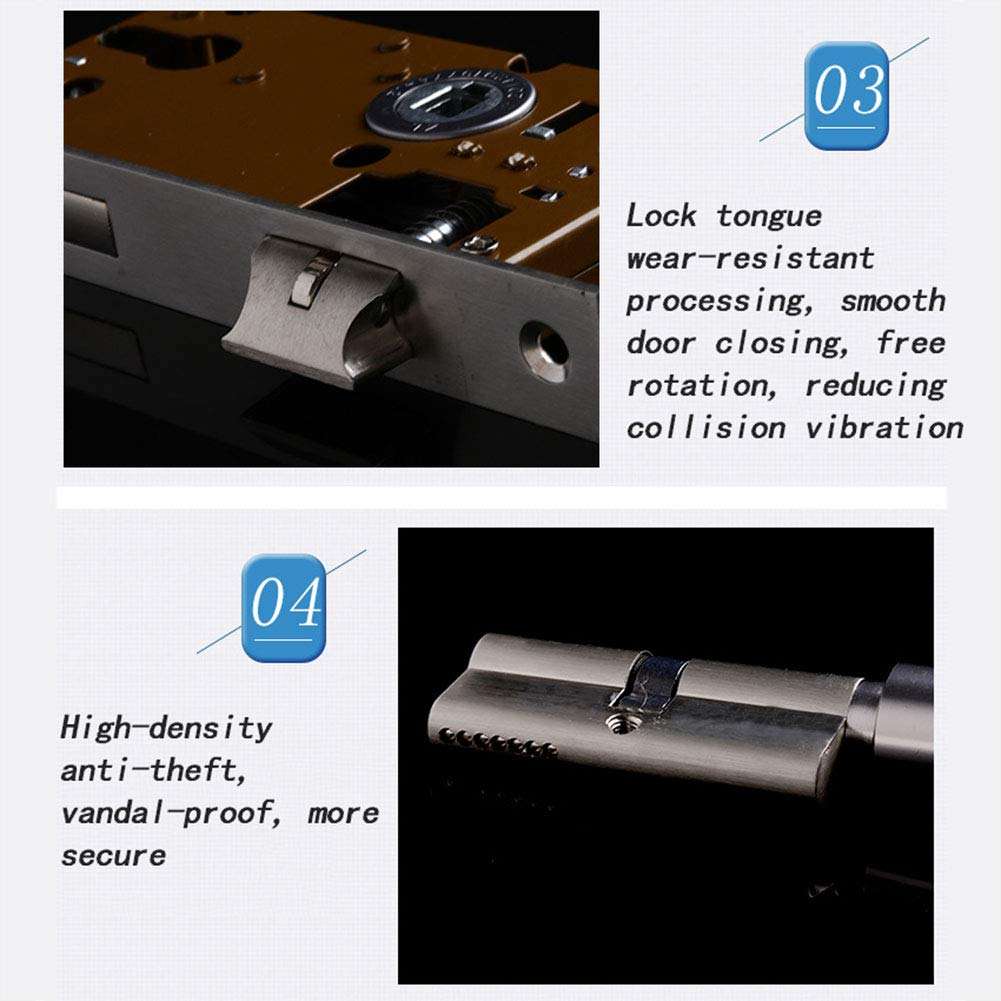 AWSW Door Handle Stainless Steel European Style Room Door Lock Home Interior Solid Wood Door Bedroom Split Lock Door Handle Three-Piece Suit with Handle Lock 4